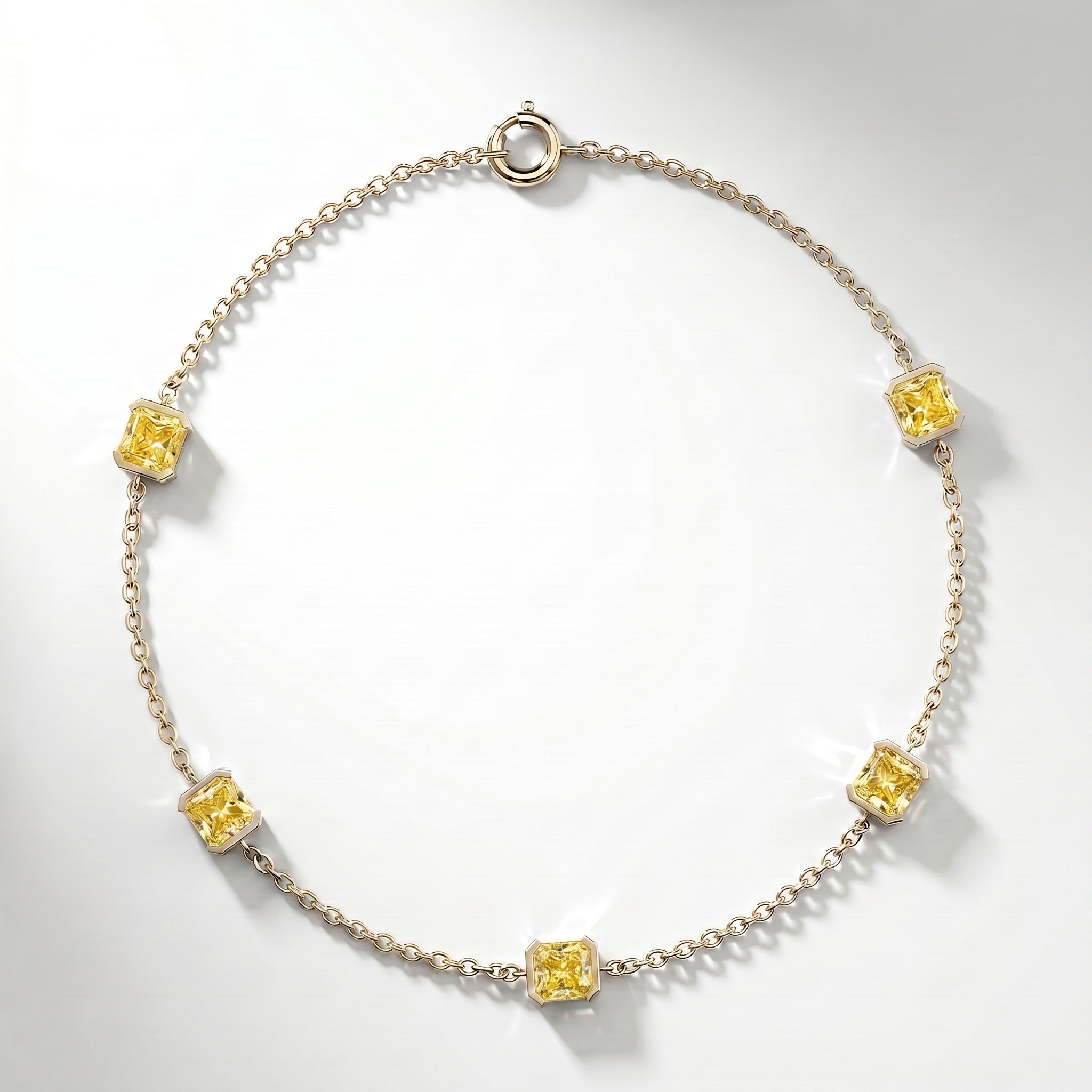 Bracciale Faubourg 1925 in oro riciclato 18 carati con 5 diamanti di laboratorio taglio Asscher gialli – Lauredi