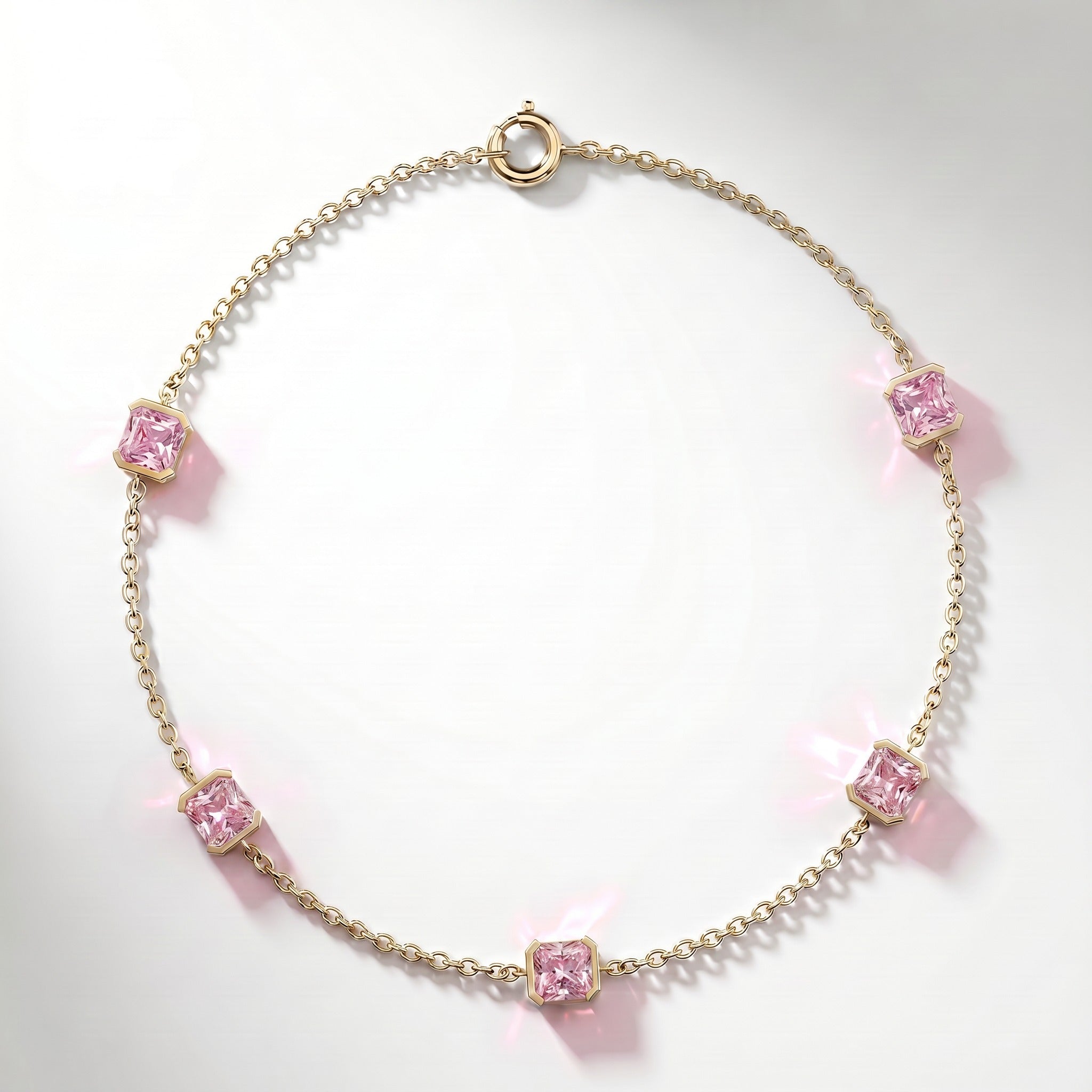Bracciale Faubourg 1925 in oro riciclato 18 carati con 5 diamanti di laboratorio taglio Asscher rosa – Lauredi
