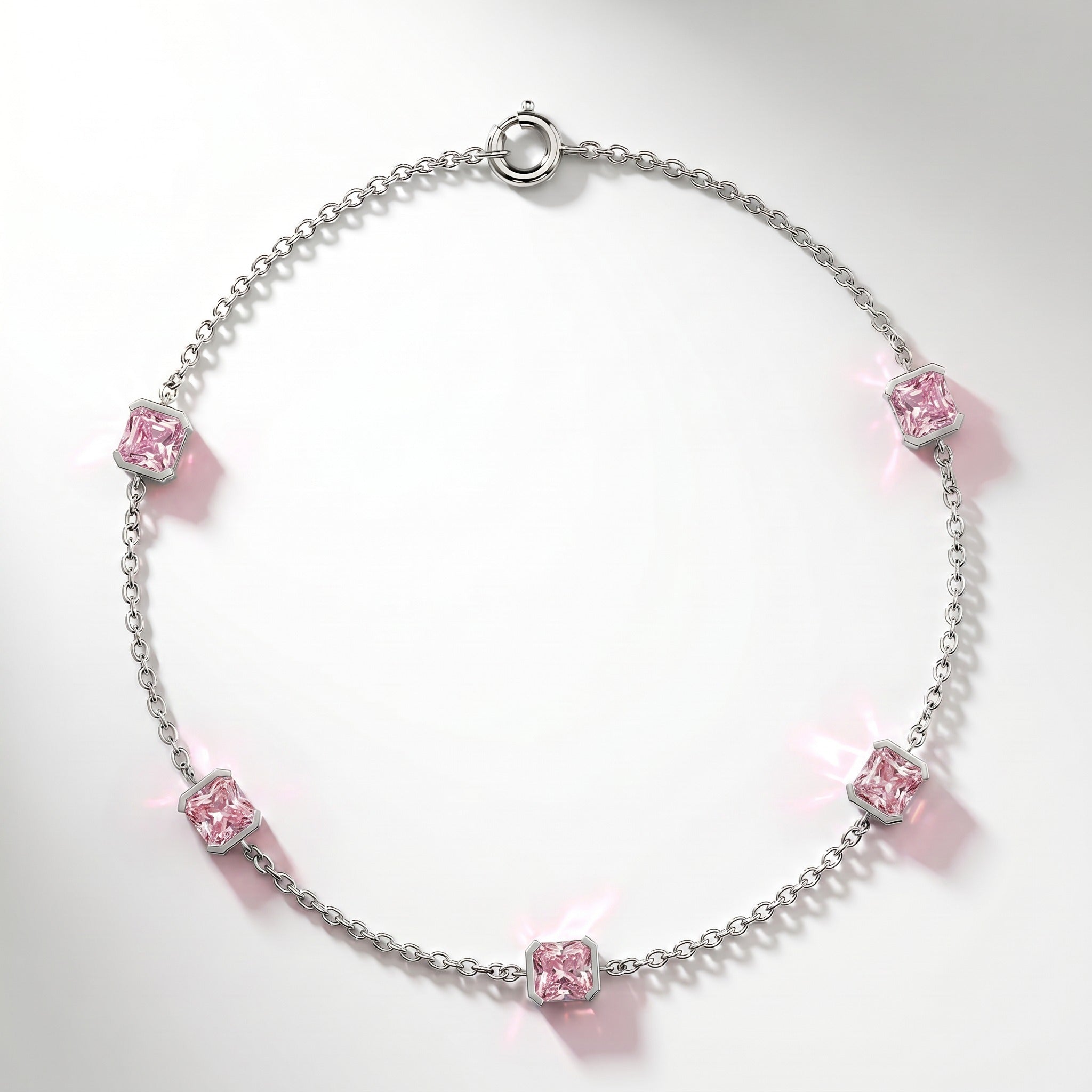 Bracciale Faubourg 1925 in oro riciclato 18 carati con 5 diamanti di laboratorio taglio Asscher rosa – Lauredi