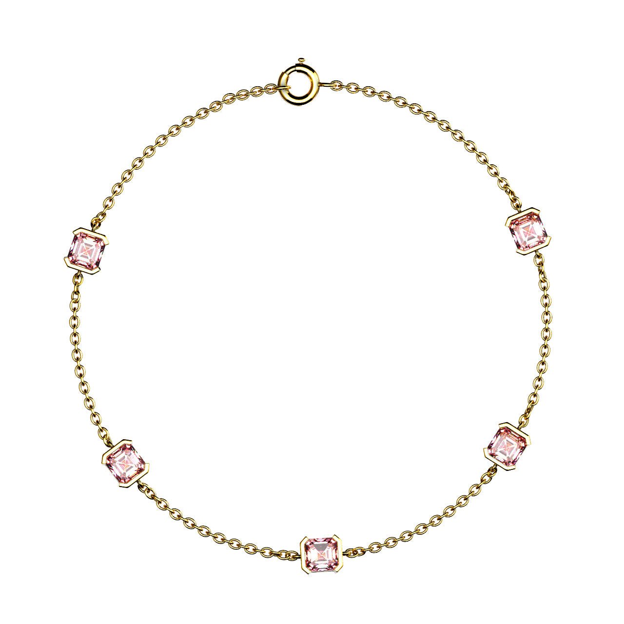 Bracelet Faubourg 1925 - 5 Diamants Asscher Roses, Or Blanc/Jaune 18 carats - Lauredi