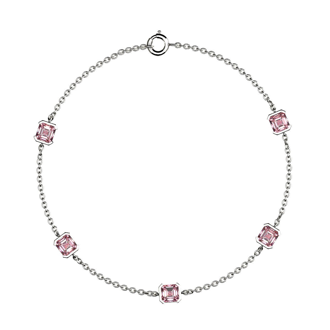 Bracelet Faubourg 1925 - 5 Diamants Asscher Roses, Or Blanc/Jaune 18 carats - Lauredi