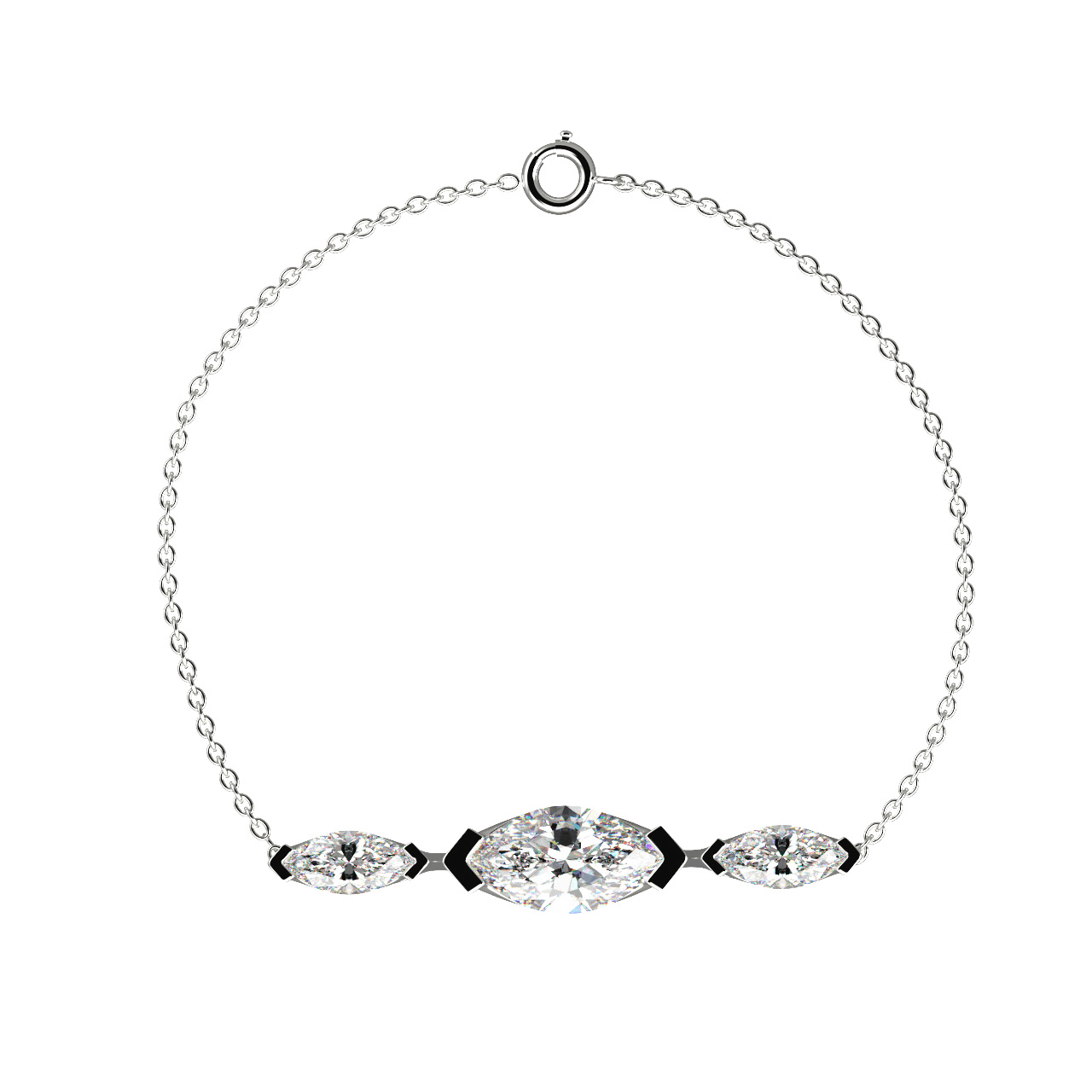Bracelet Mme La Marquise Diamant Marquise Blanc, Or 18 carats - Lauredi