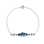 Bracelet Mme La Marquise Diamant Marquise Bleu, Or 18 carats - Lauredi
