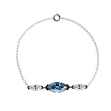 Bracelet Mme La Marquise Diamant Marquise Bleu, Or 18 carats - Lauredi