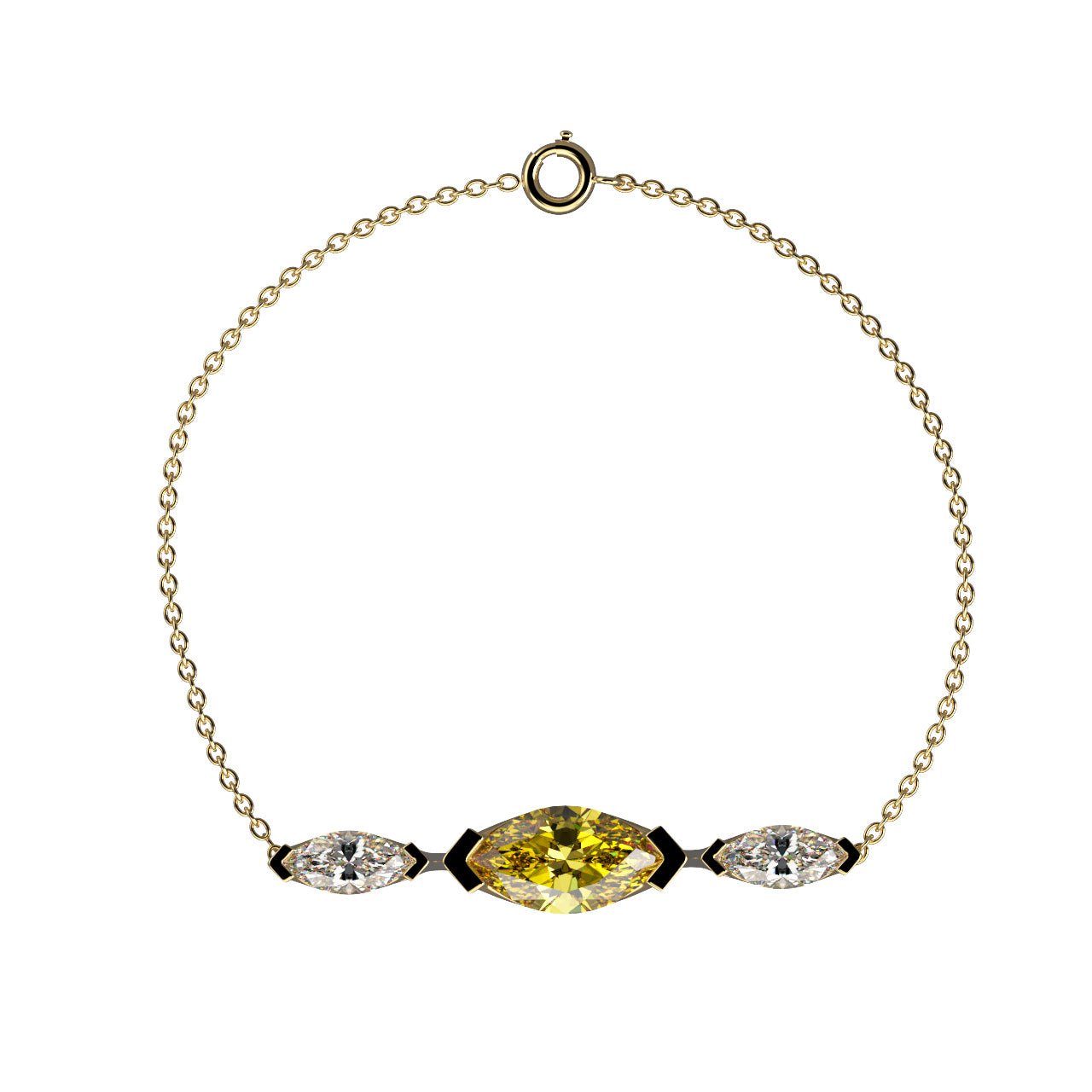 Bracelet Mme La Marquise Diamant Marquise Jaune, Or 18 carats - Lauredi