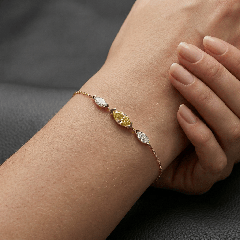 Bracelet Mme La Marquise Diamant Marquise Jaune, Or 18 carats - Lauredi