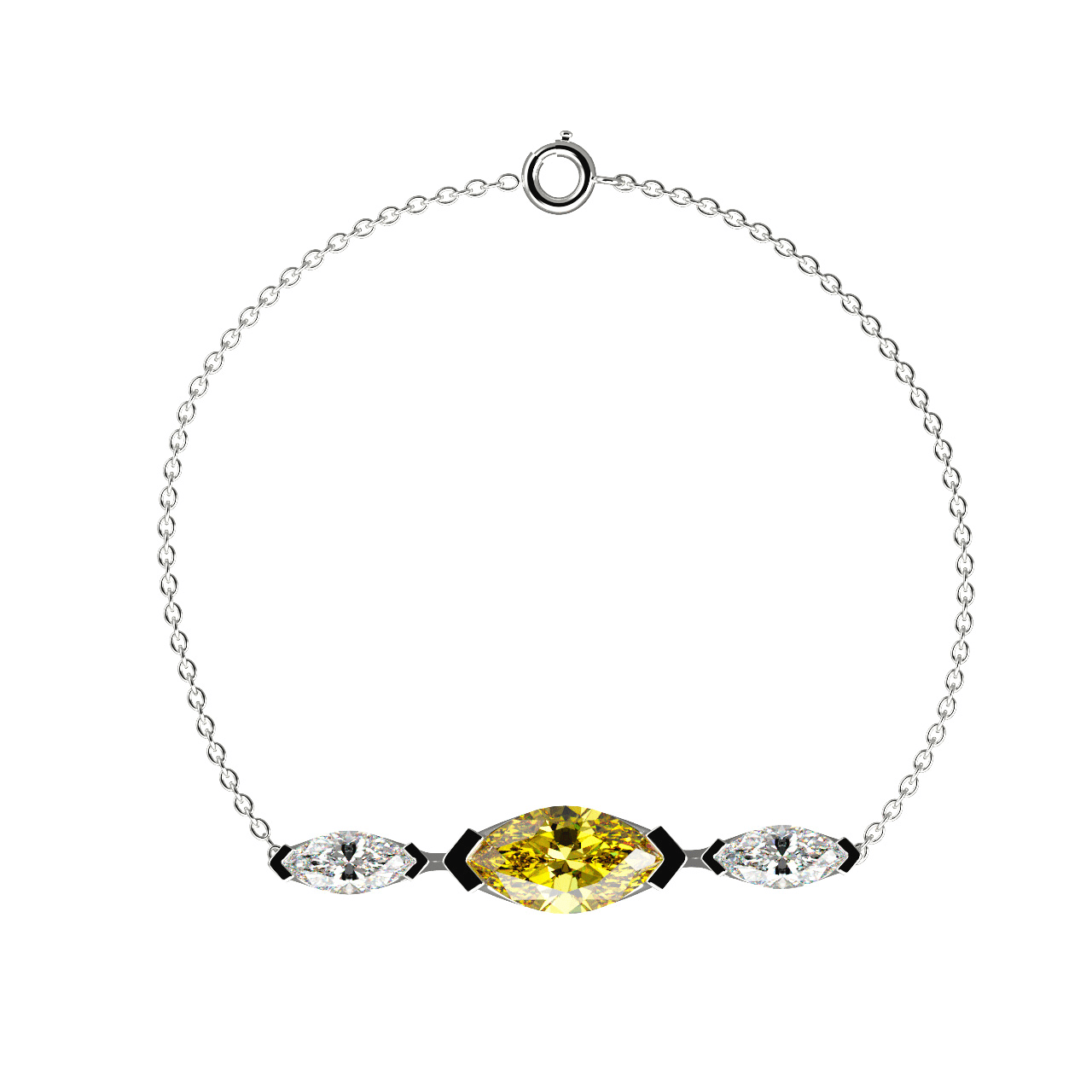 Bracelet Mme La Marquise Diamant Marquise Jaune, Or 18 carats - Lauredi