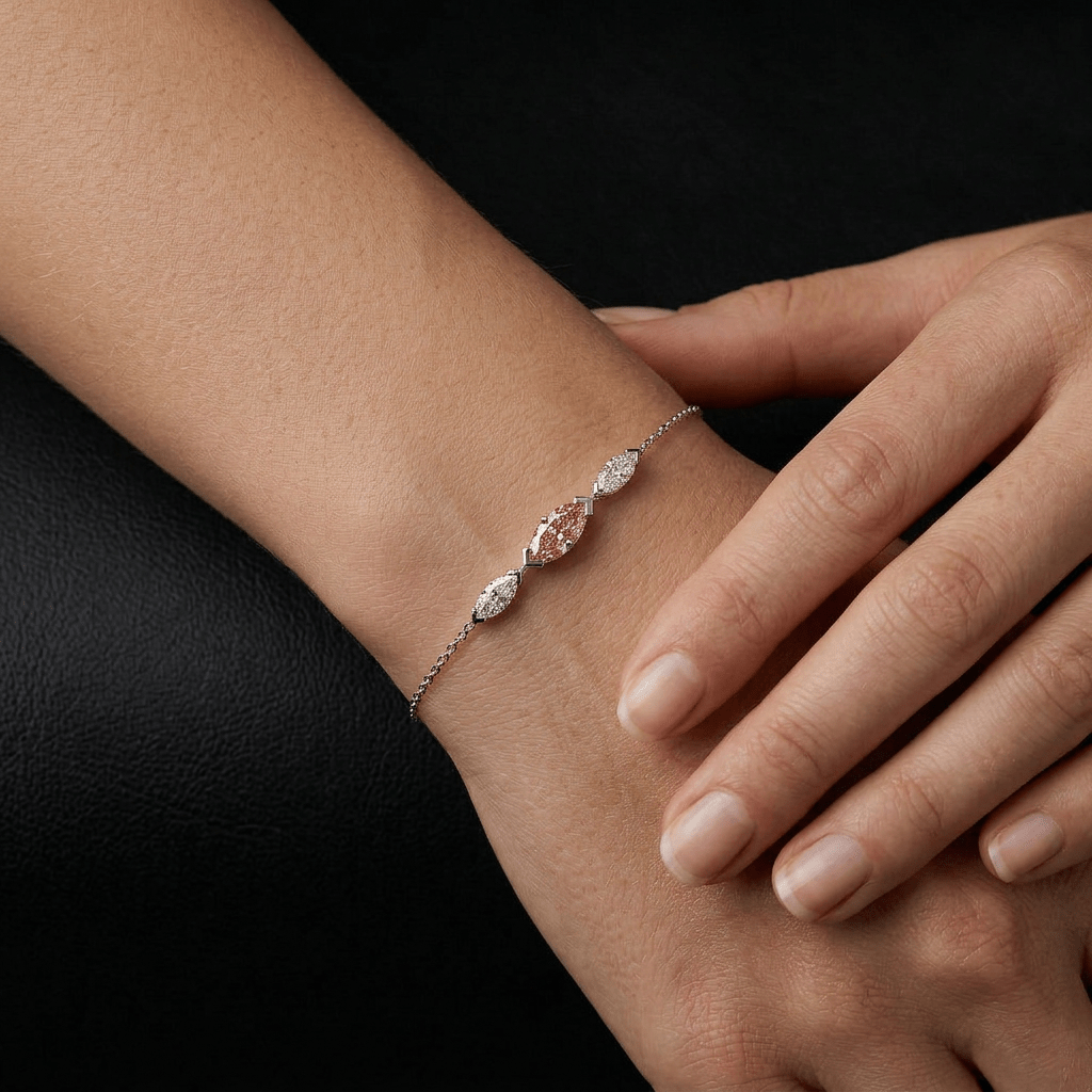 Bracelet Mme La Marquise Diamant Marquise Rose, Or 18 carats - Lauredi