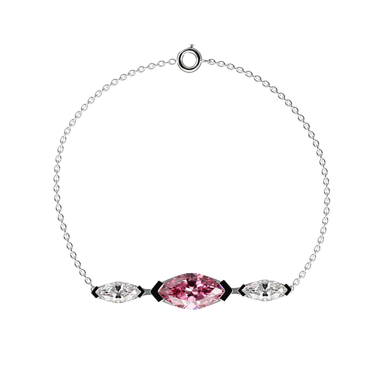 Bracelet Mme La Marquise Diamant Marquise Rose, Or 18 carats - Lauredi