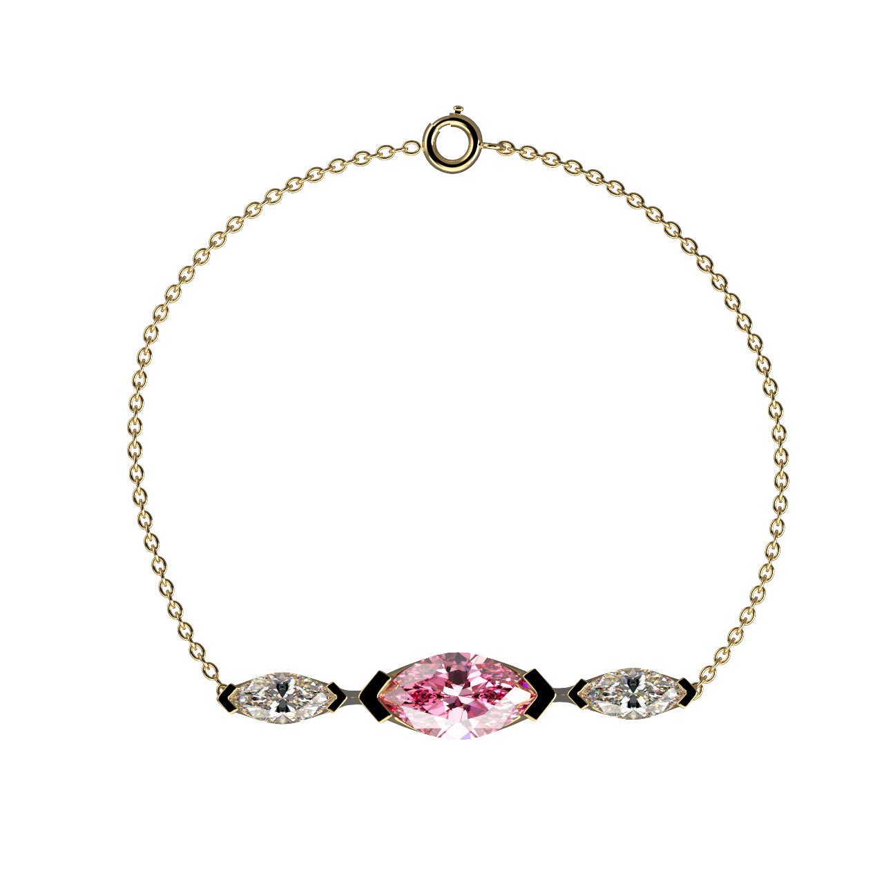 Bracelet Mme La Marquise Diamant Marquise Rose, Or 18 carats - Lauredi