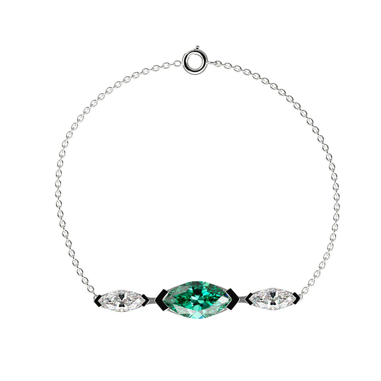 Bracelet Mme La Marquise Diamant Marquise Vert, Or 18 carats - Lauredi