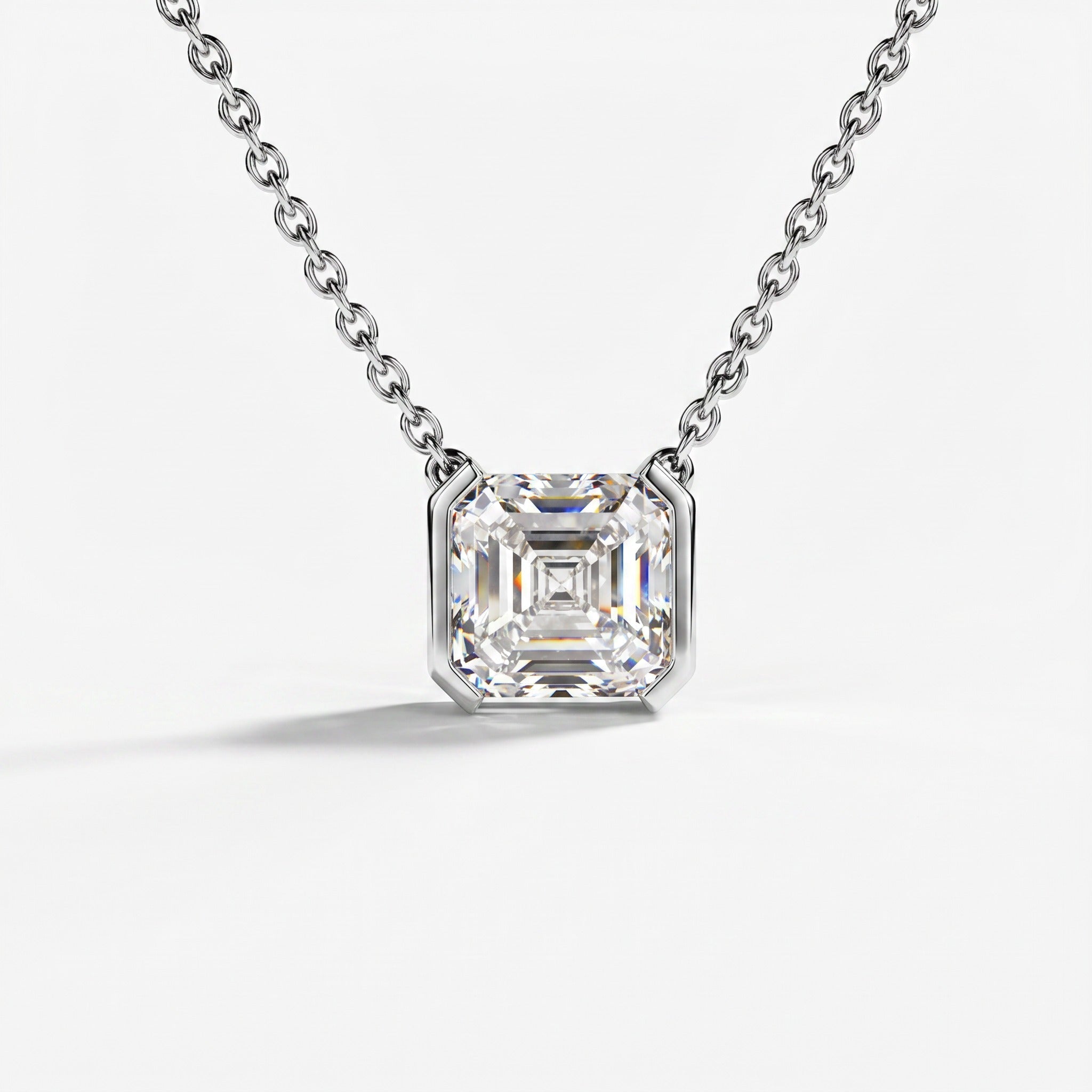 Faubourg 1925 necklace in recycled 18k gold with white Asscher-cut lab-grown diamond – Lauredi