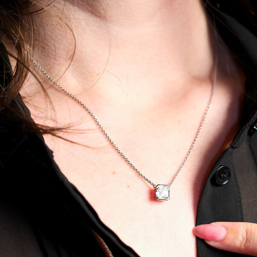 Collier Faubourg 1925 - Diamant Asscher Blanc, Or Blanc/Jaune 18 carats - Lauredi