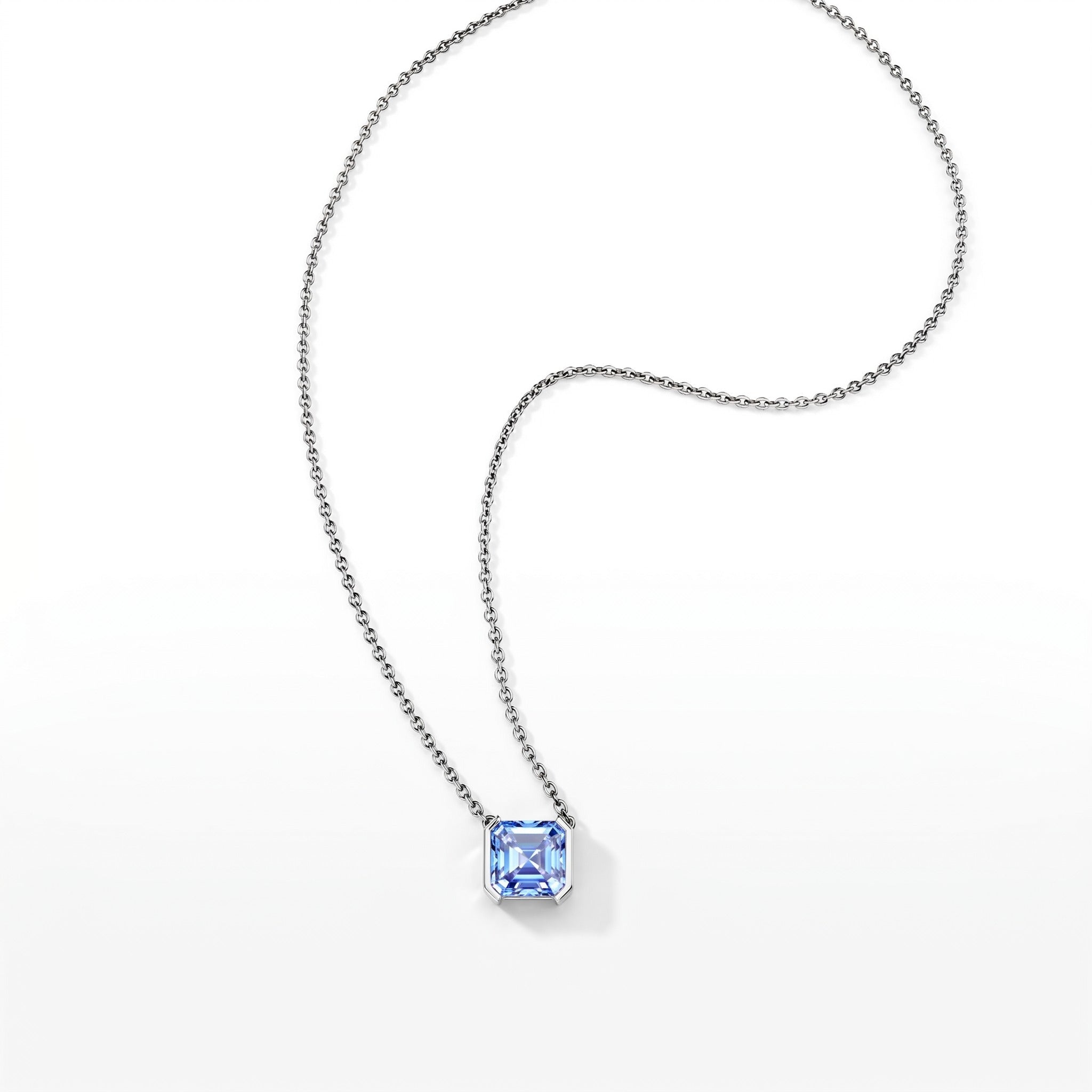 Faubourg 1925 necklace in recycled 18k gold with blue Asscher-cut lab-grown diamond – Lauredi