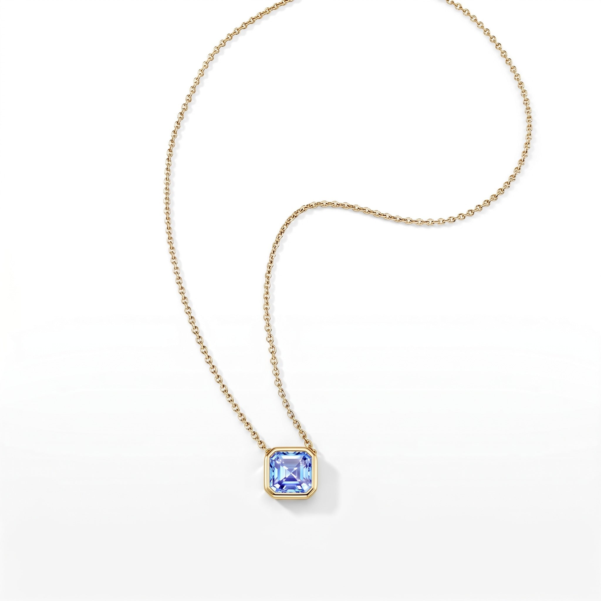 Collar Faubourg 1925 en oro reciclado de 18 quilates con diamante de laboratorio talla Asscher azul – Lauredi