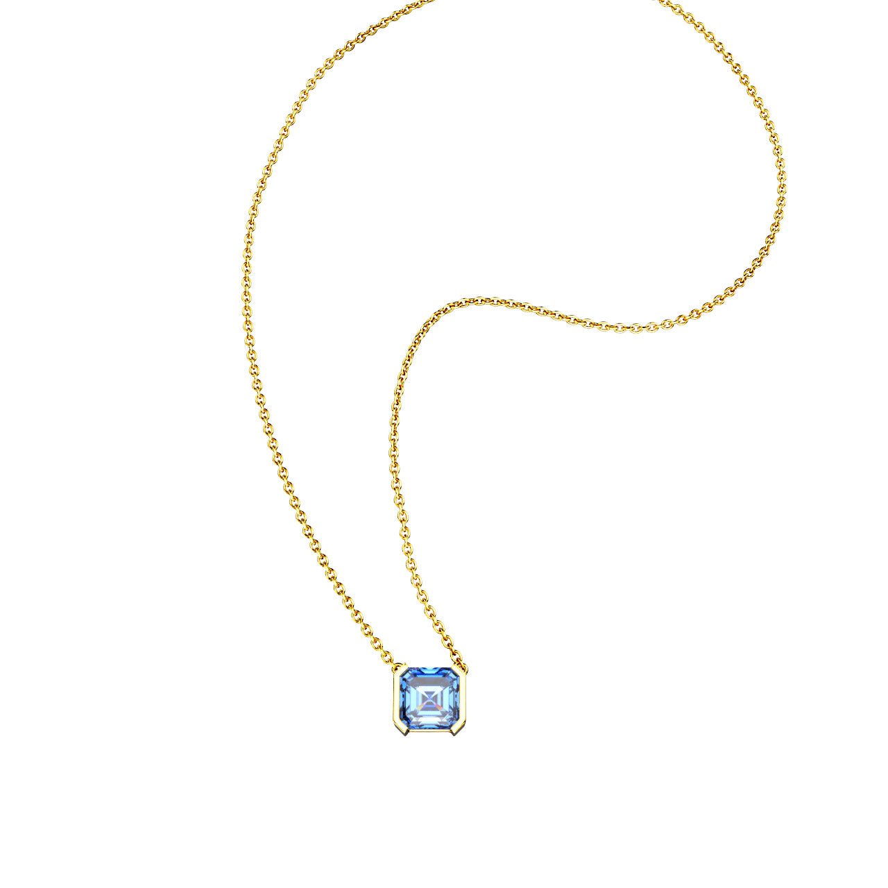 Collier Faubourg 1925 - Diamant Asscher Bleu, Or Blanc/Jaune 18 carats - Lauredi
