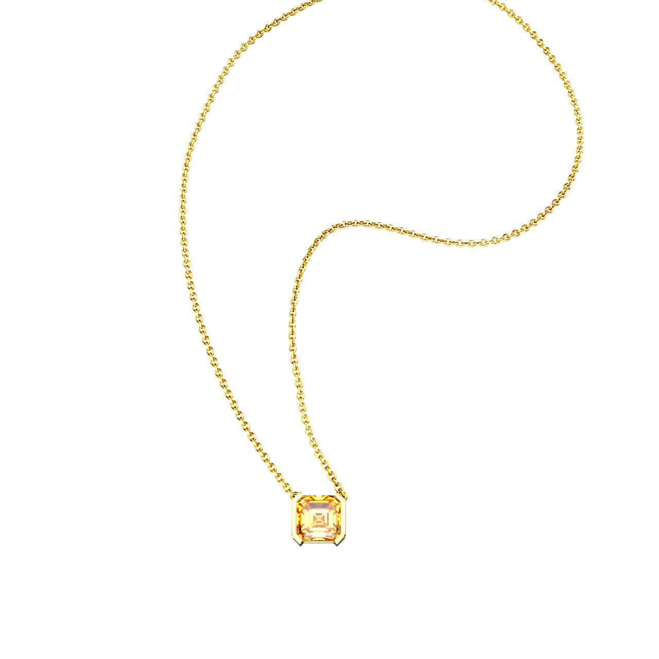 Collier Faubourg 1925 - Diamant Asscher Jaune, Or Blanc/Jaune 18 carats - Lauredi
