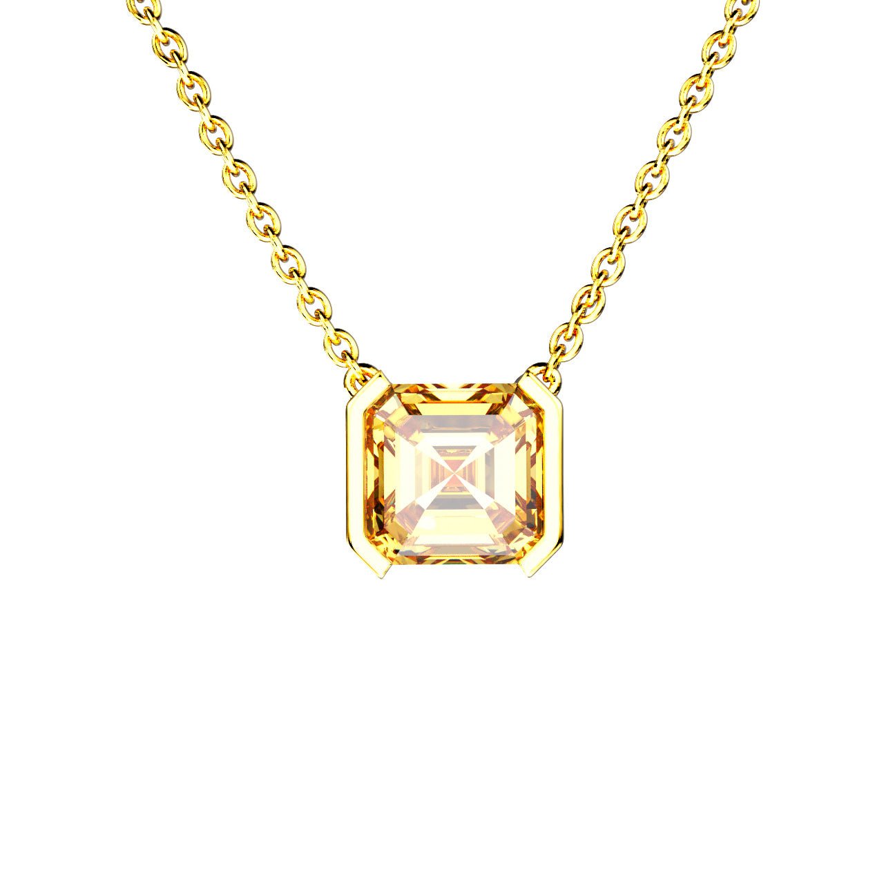 Collier Faubourg 1925 - Diamant Asscher Jaune, Or Blanc/Jaune 18 carats - Lauredi