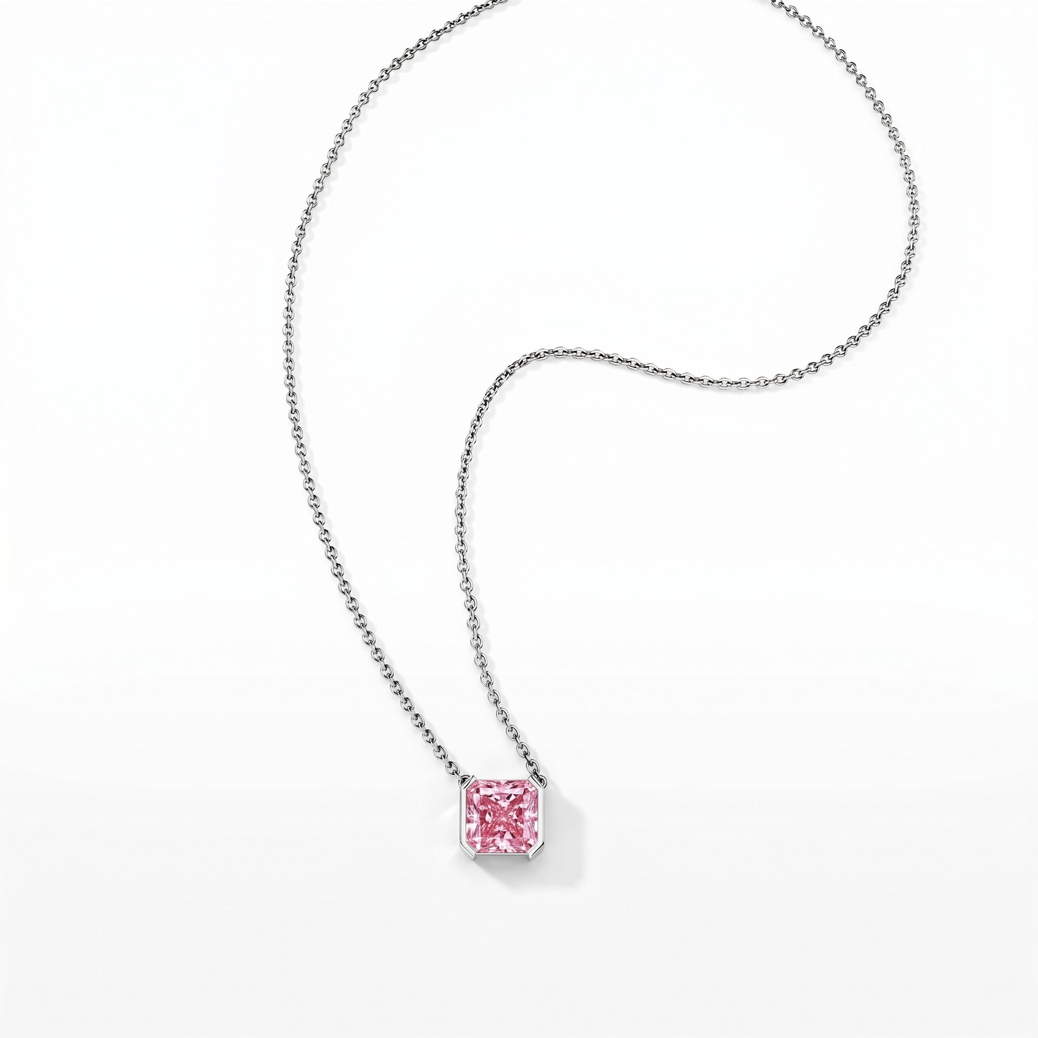 Faubourg 1925 necklace in recycled 18k gold with pink Asscher-cut lab-grown diamond – Lauredi