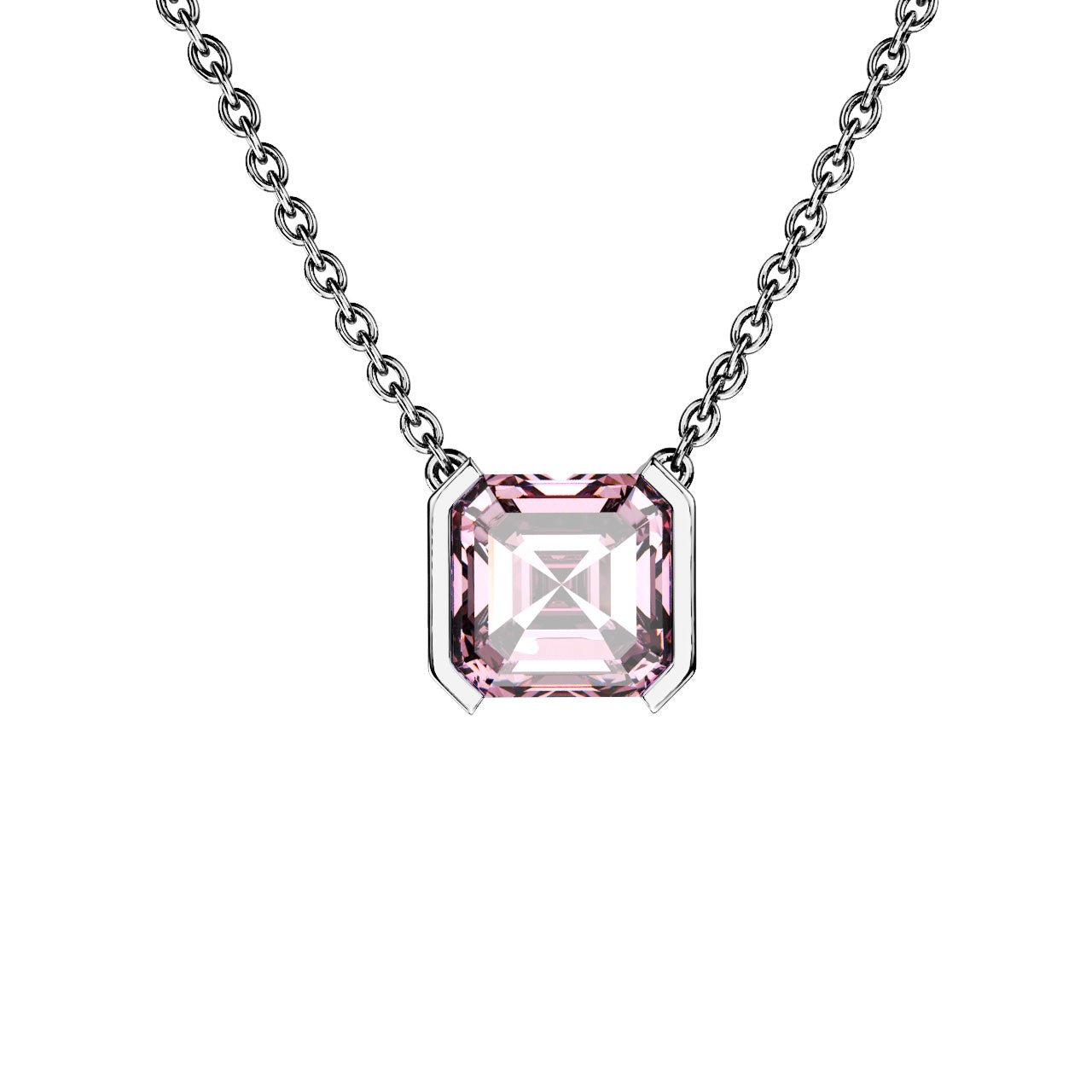 Collier Faubourg 1925 - Diamant Asscher Rose, Or Blanc/Jaune 18 carats - Lauredi