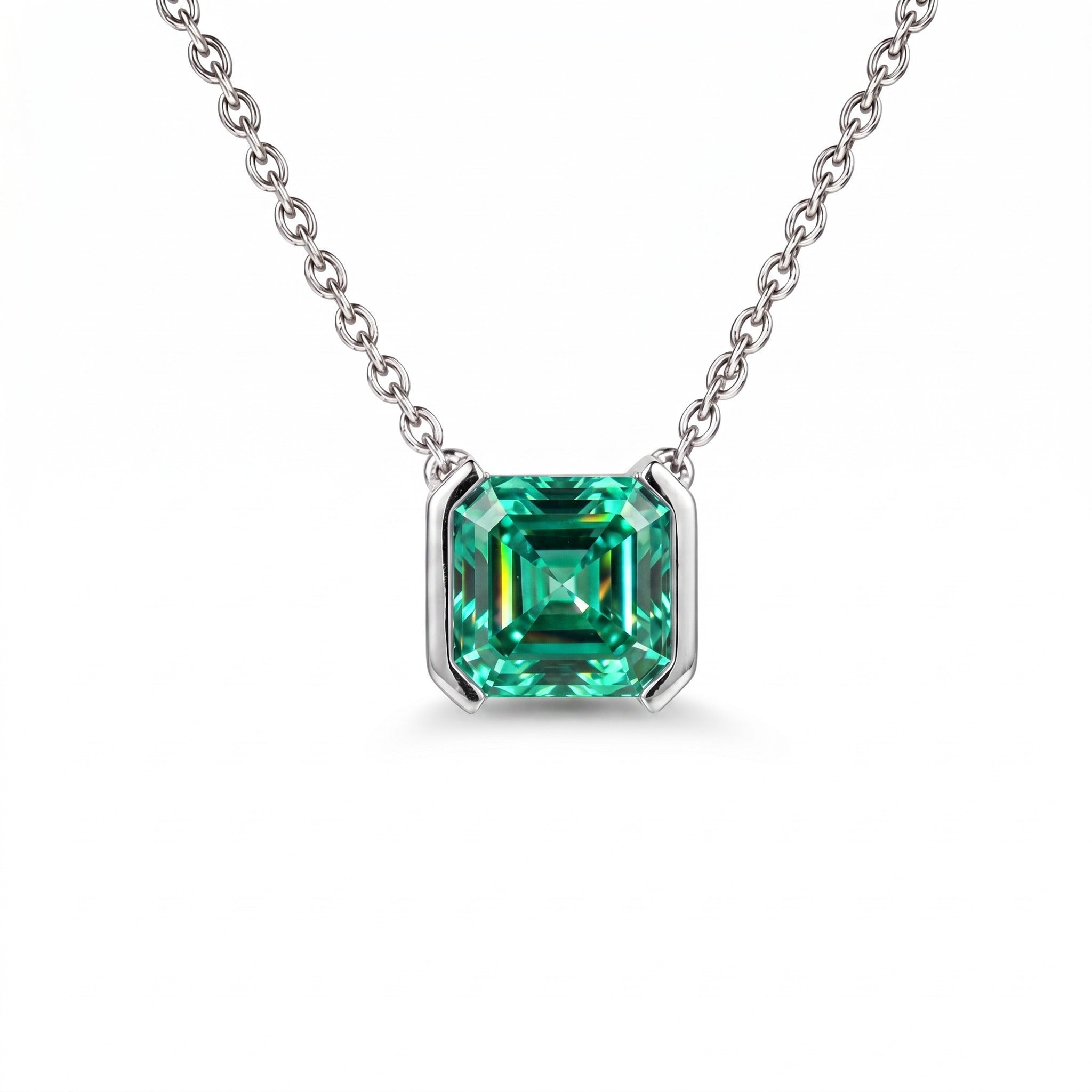Faubourg 1925 necklace in recycled 18k gold with green Asscher-cut lab-grown diamond – Lauredi