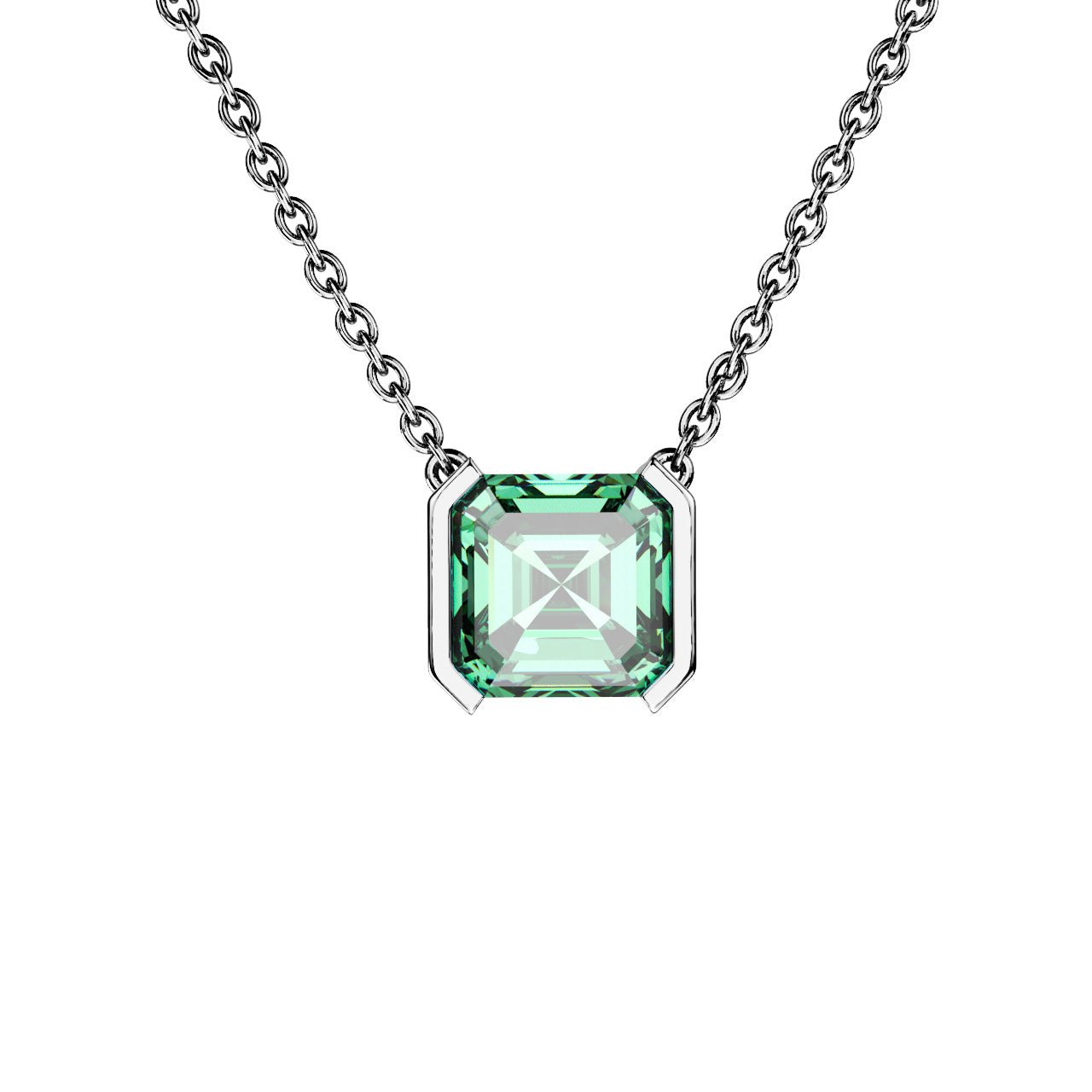 Collier Faubourg 1925 - Diamant Asscher Vert, Or Blanc/Jaune 18 carats - Lauredi