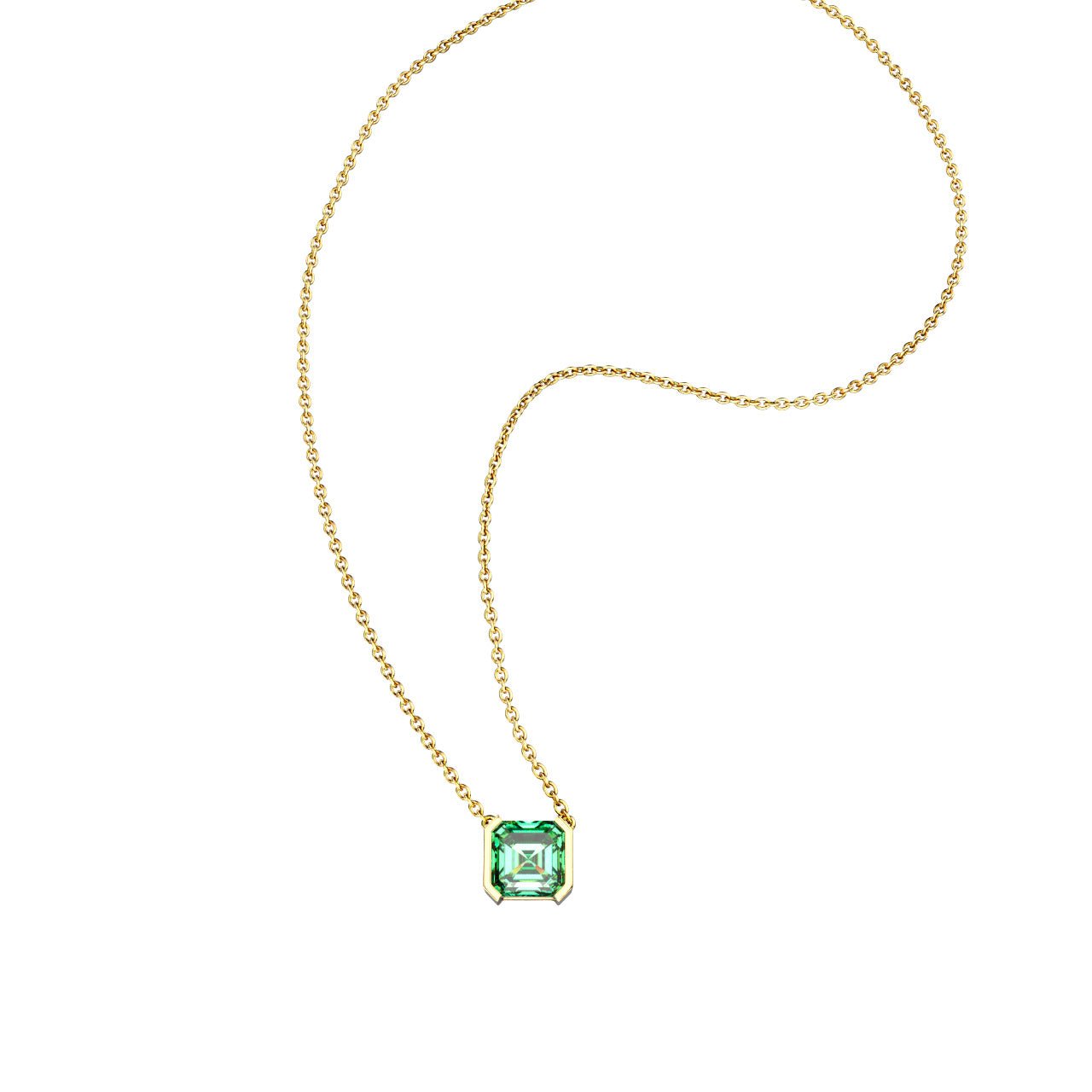 Collier Faubourg 1925 - Diamant Asscher Vert, Or Blanc/Jaune 18 carats - Lauredi
