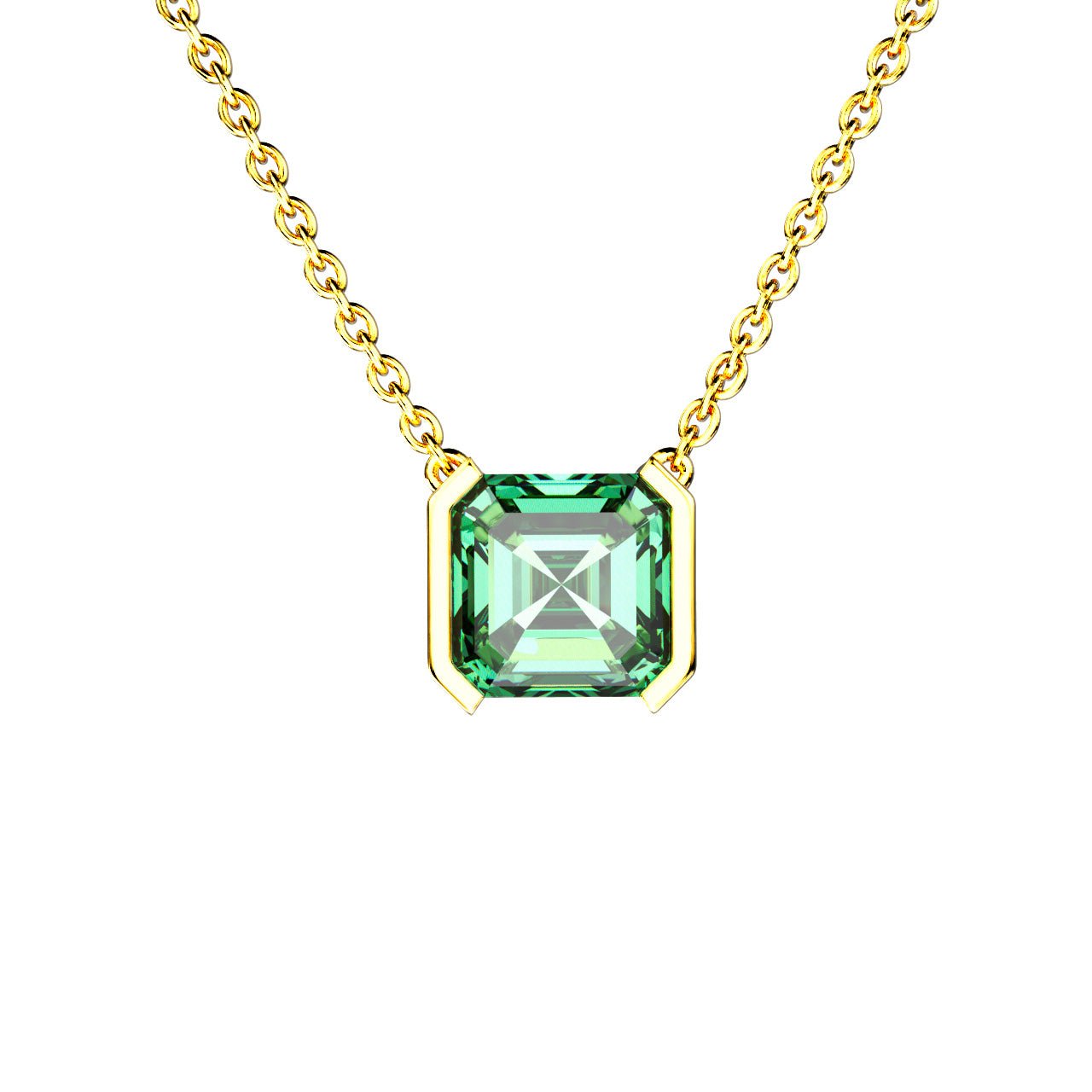 Collier Faubourg 1925 - Diamant Asscher Vert, Or Blanc/Jaune 18 carats - Lauredi