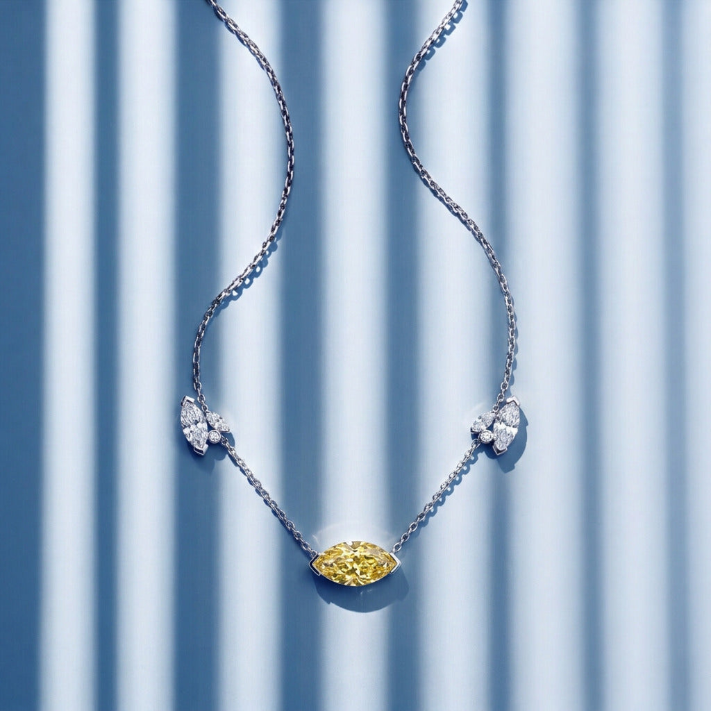Collier Mme La Marquise diamant marquise jaune - Lauredi