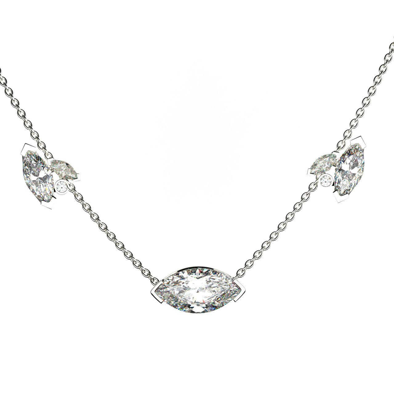 Collier Mme La Marquise Diamant Marquise Blanc, Or 18 carats - Lauredi