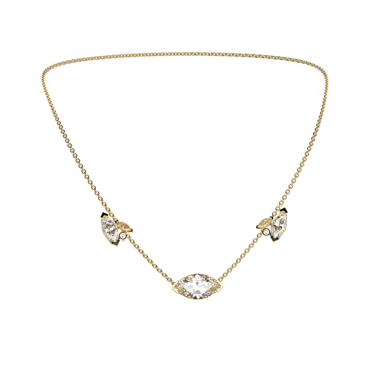 Collier Mme La Marquise Diamant Marquise Blanc, Or 18 carats - Lauredi