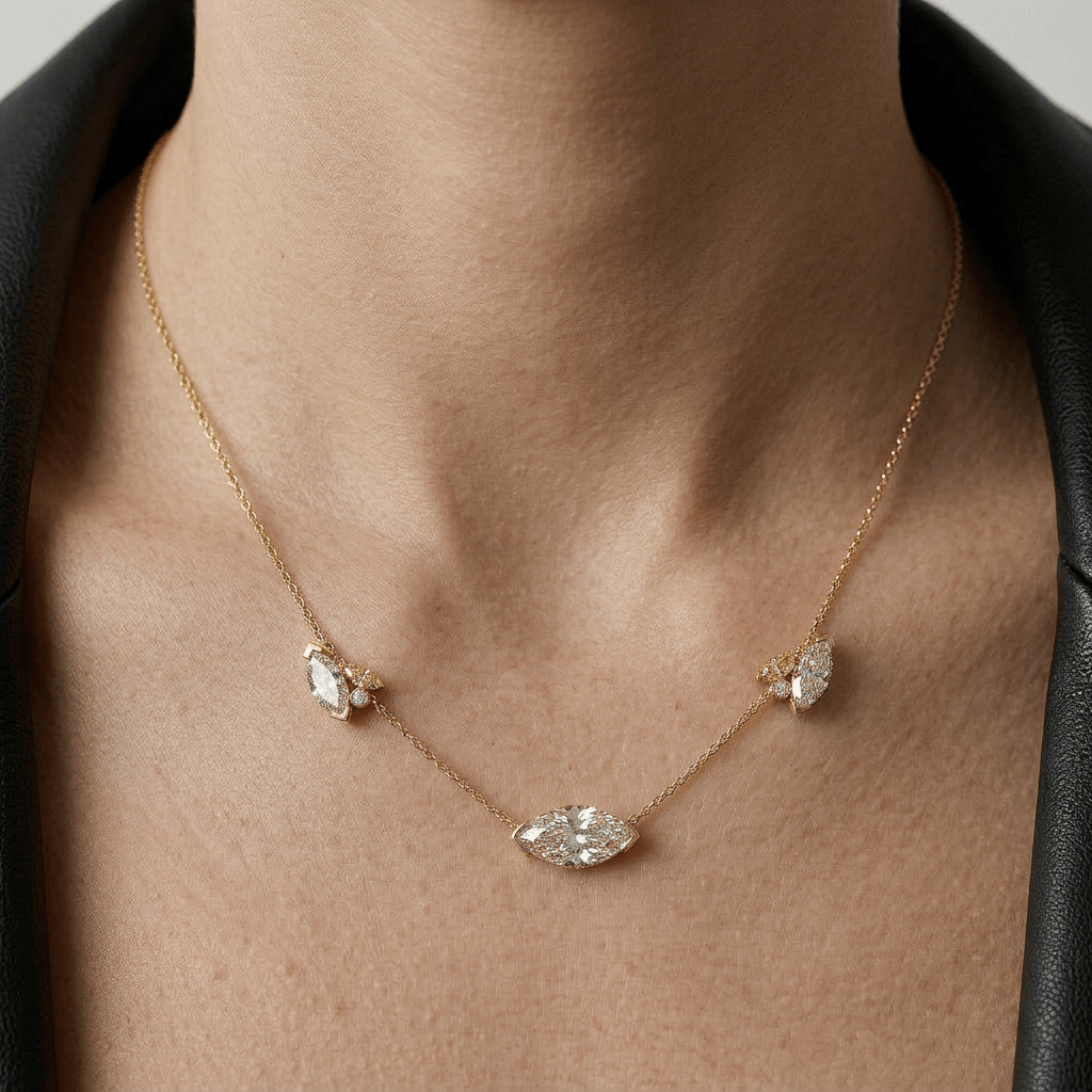 Collier Mme La Marquise Diamant Marquise Blanc, Or 18 carats - Lauredi