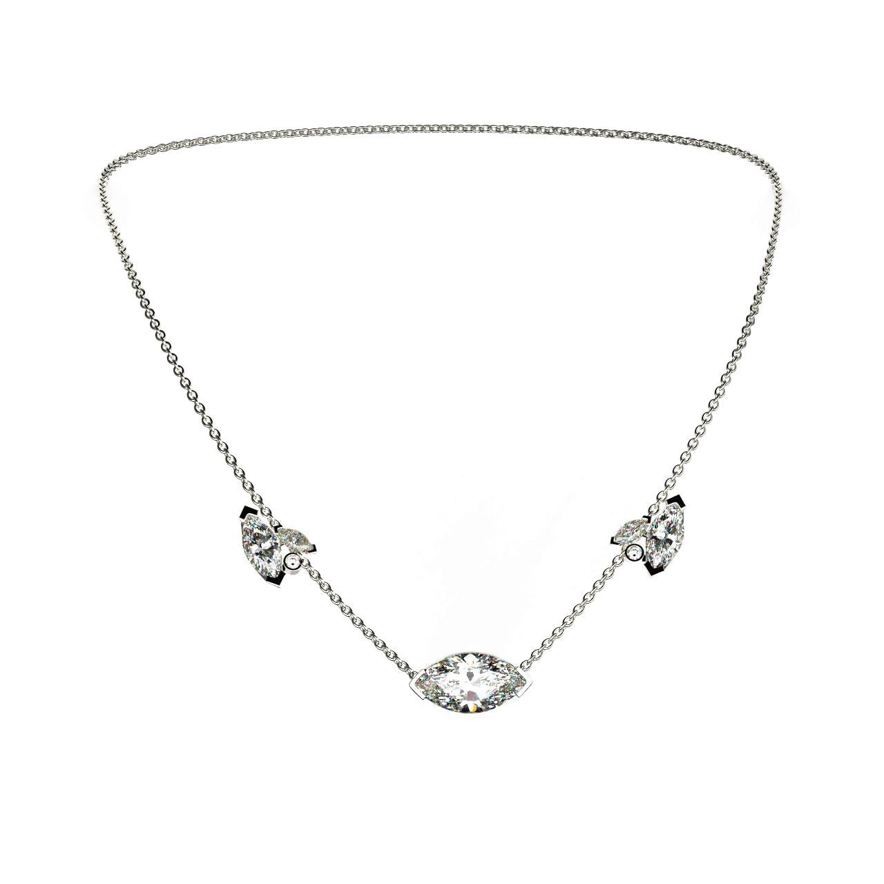 Collier Mme La Marquise Diamant Marquise Blanc, Or 18 carats - Lauredi