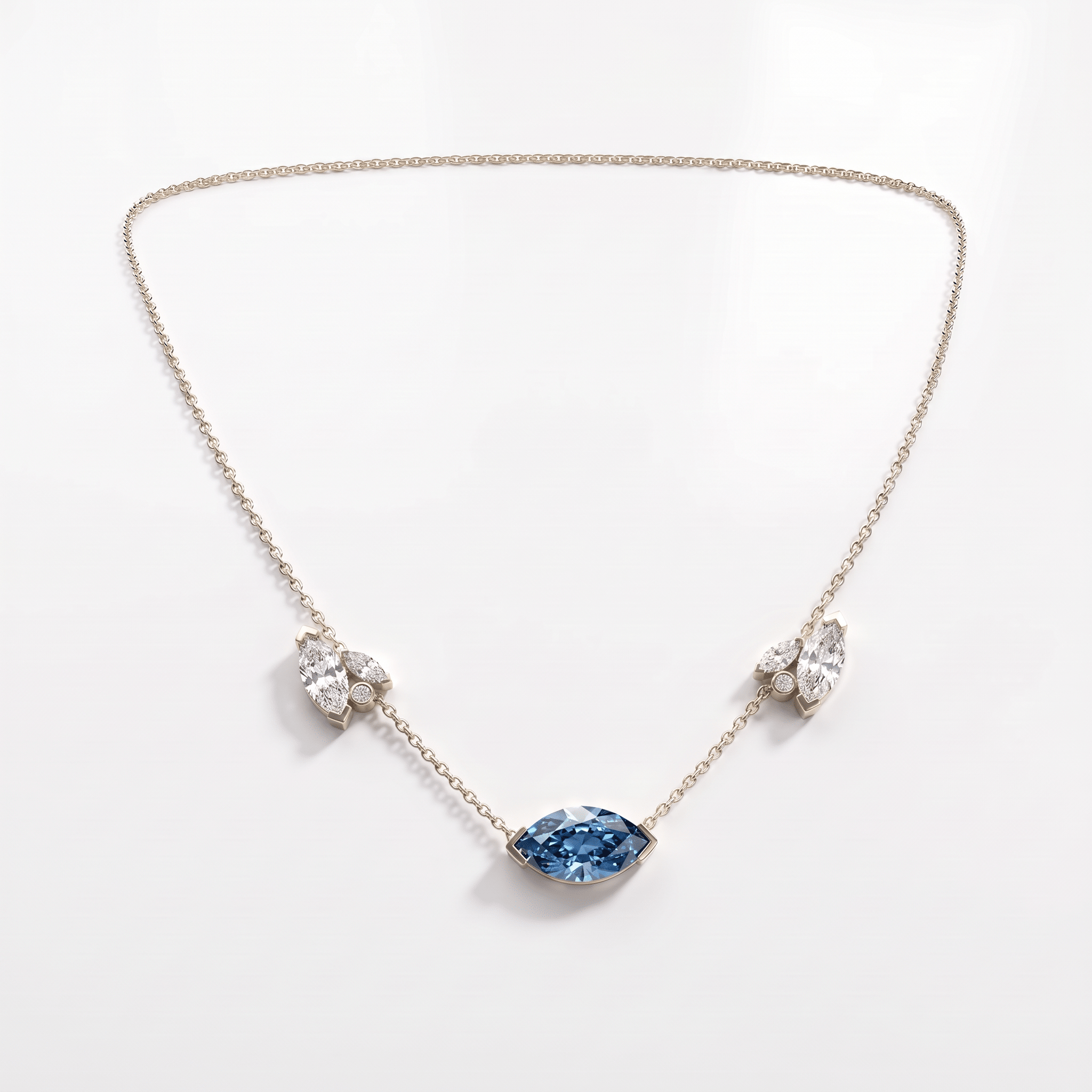 Collier Mme La Marquise Diamant Marquise Bleu - Lauredi