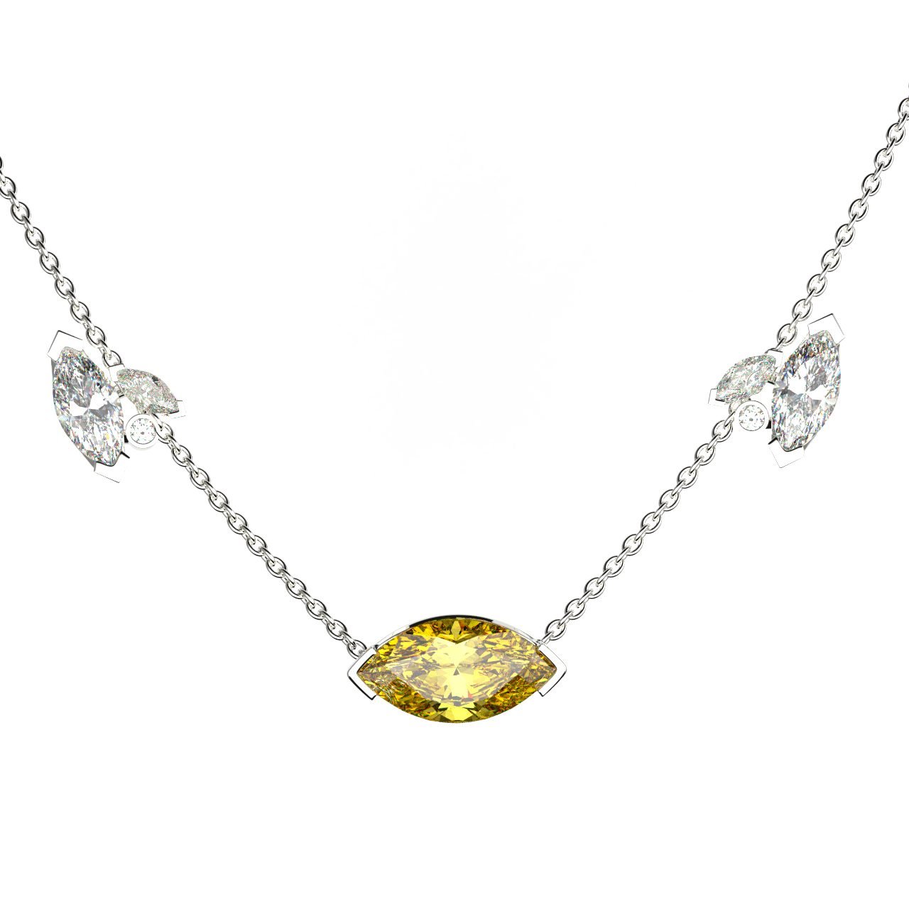 Collier Mme La Marquise Diamant Marquise Jaune, Or 18 carats - Lauredi
