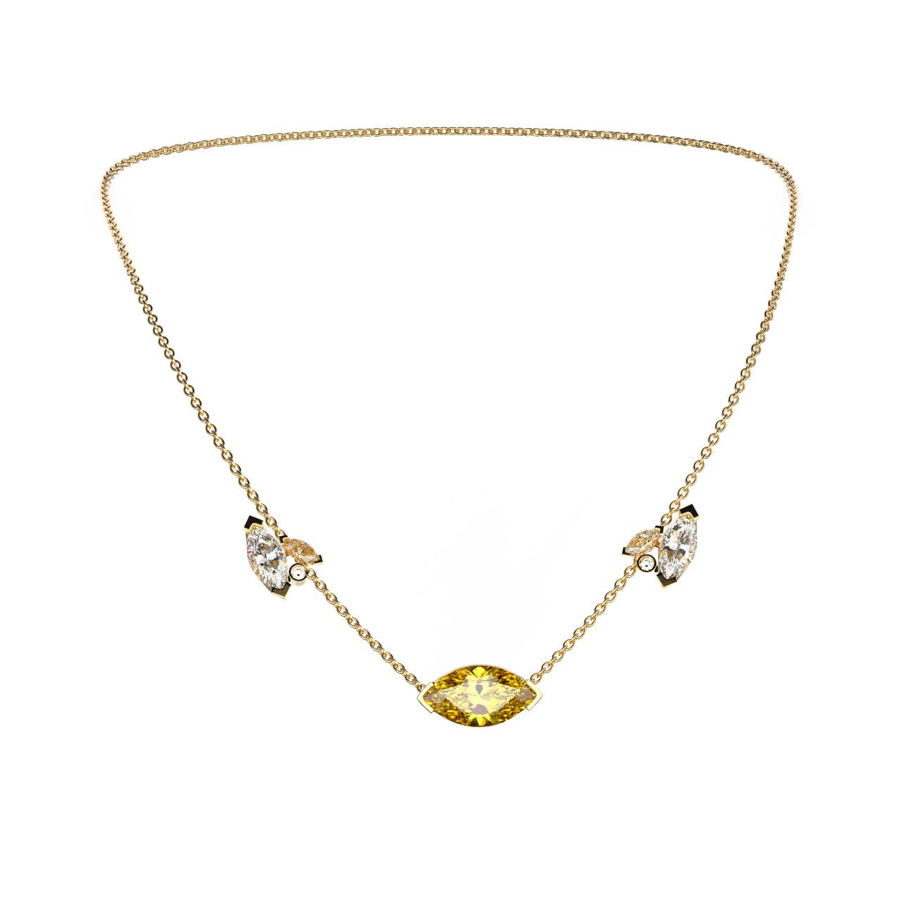 Collier Mme La Marquise Diamant Marquise Jaune, Or 18 carats - Lauredi