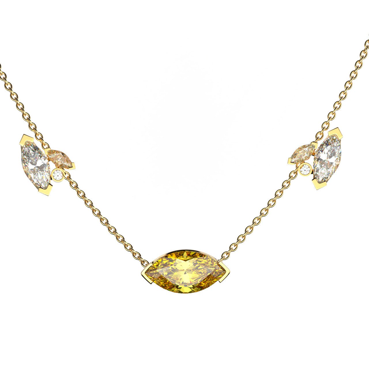 Collier Mme La Marquise Diamant Marquise Jaune, Or 18 carats - Lauredi