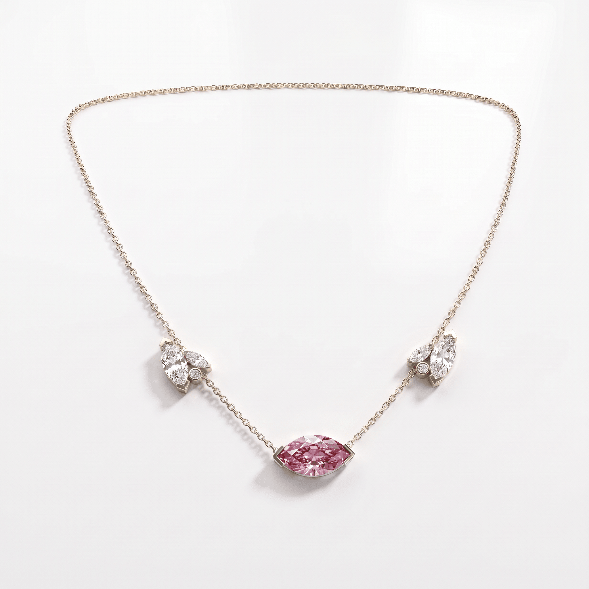 Collier Mme La Marquise Diamant Marquise Rose - Lauredi