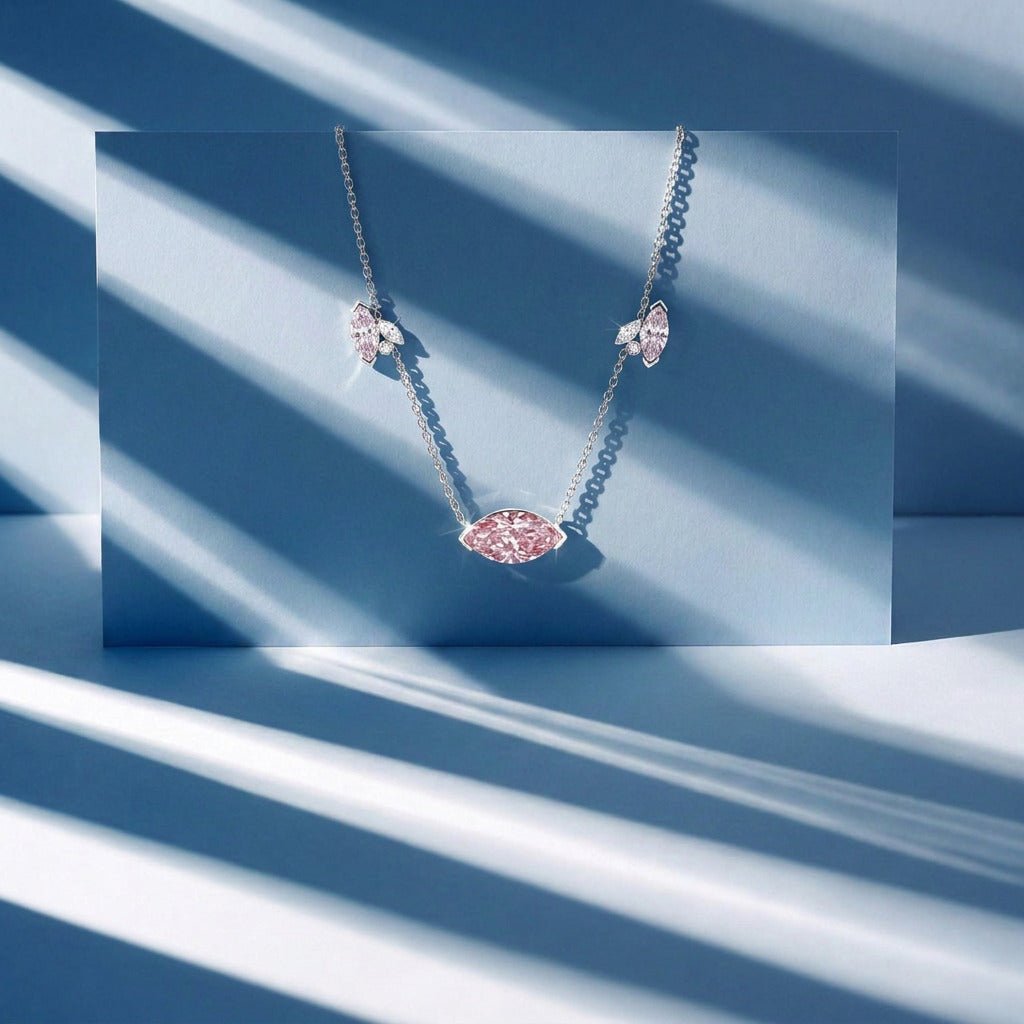 Collier Mme La Marquise Diamant Marquise Rose - Lauredi