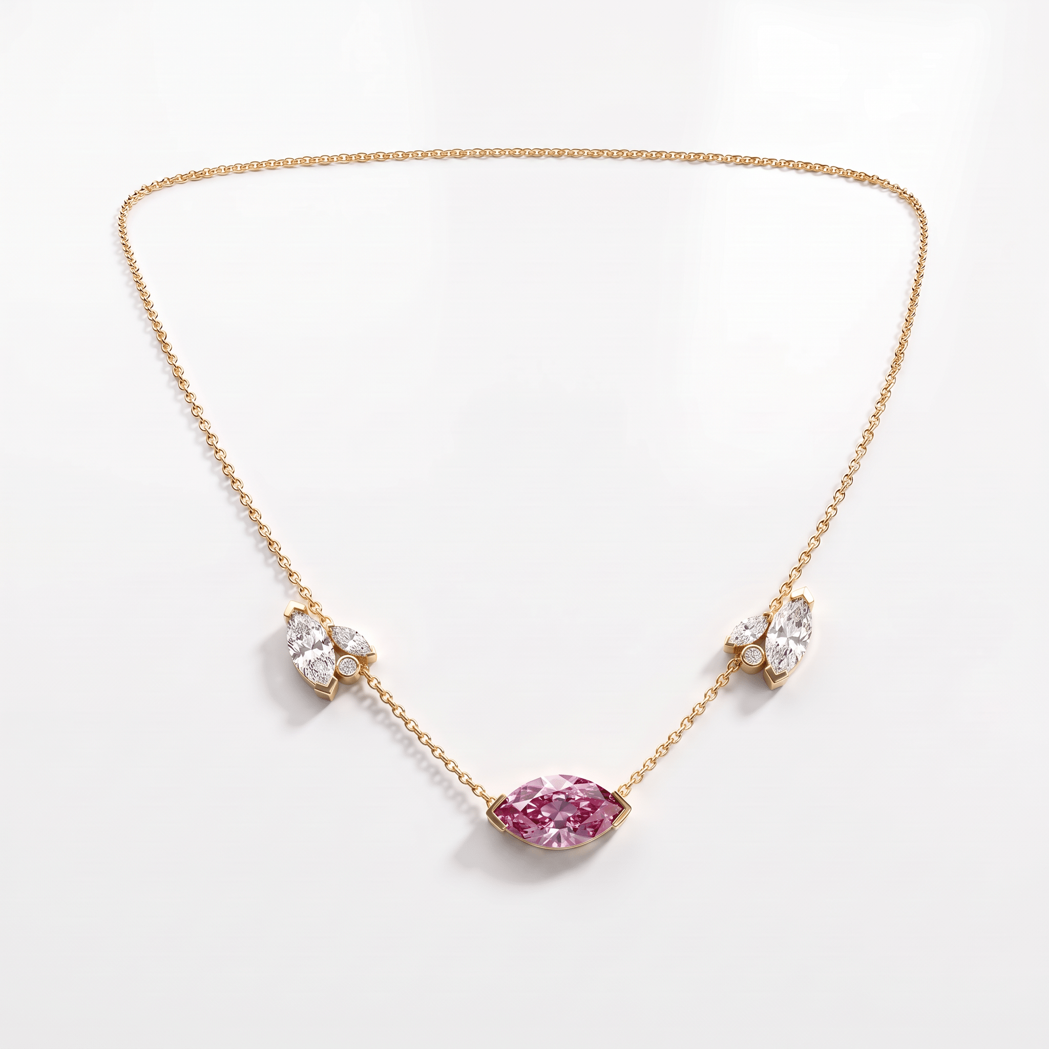Collier Mme La Marquise Diamant Marquise Rose - Lauredi