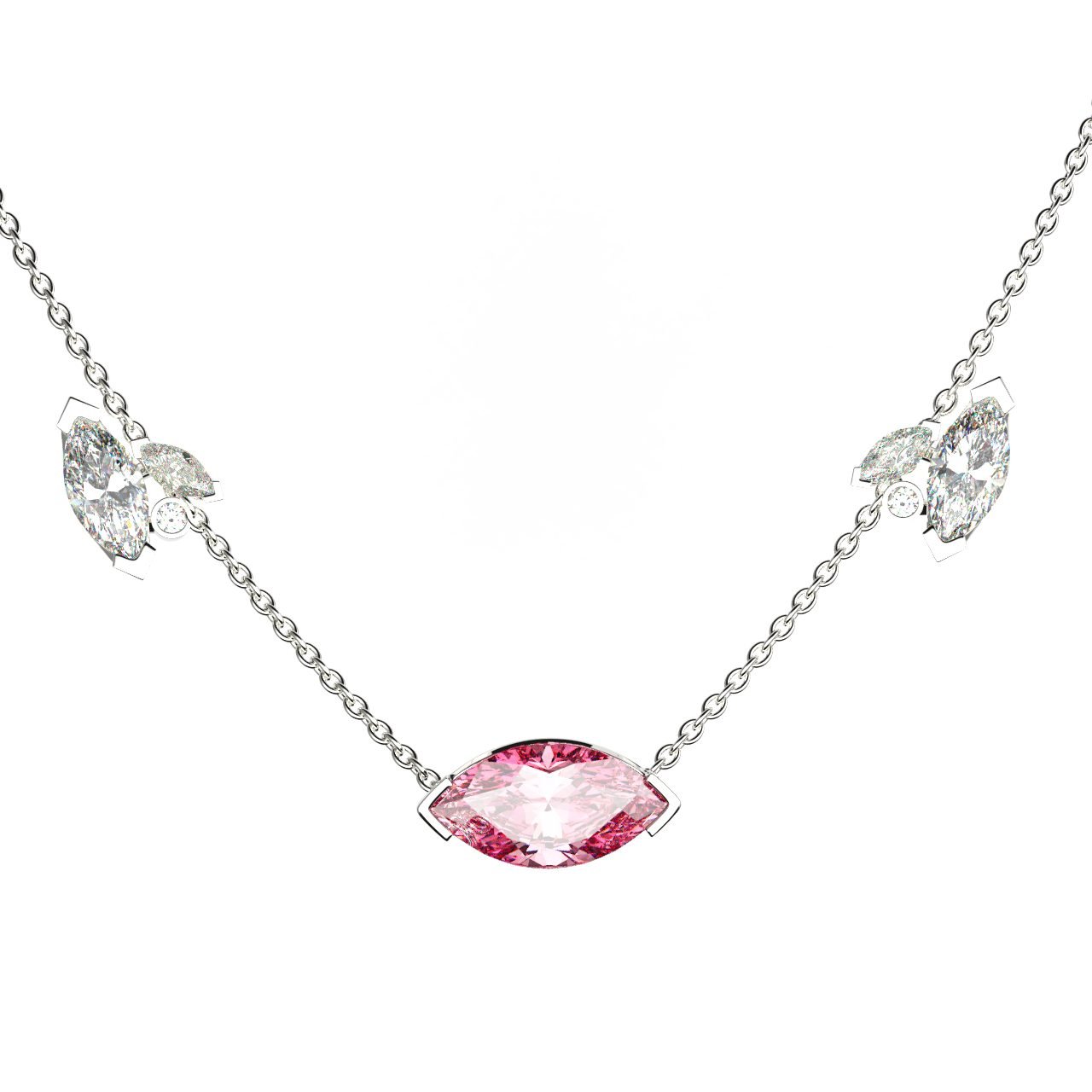 Collier Mme La Marquise Diamant Marquise Rose, Or 18 carats - Lauredi