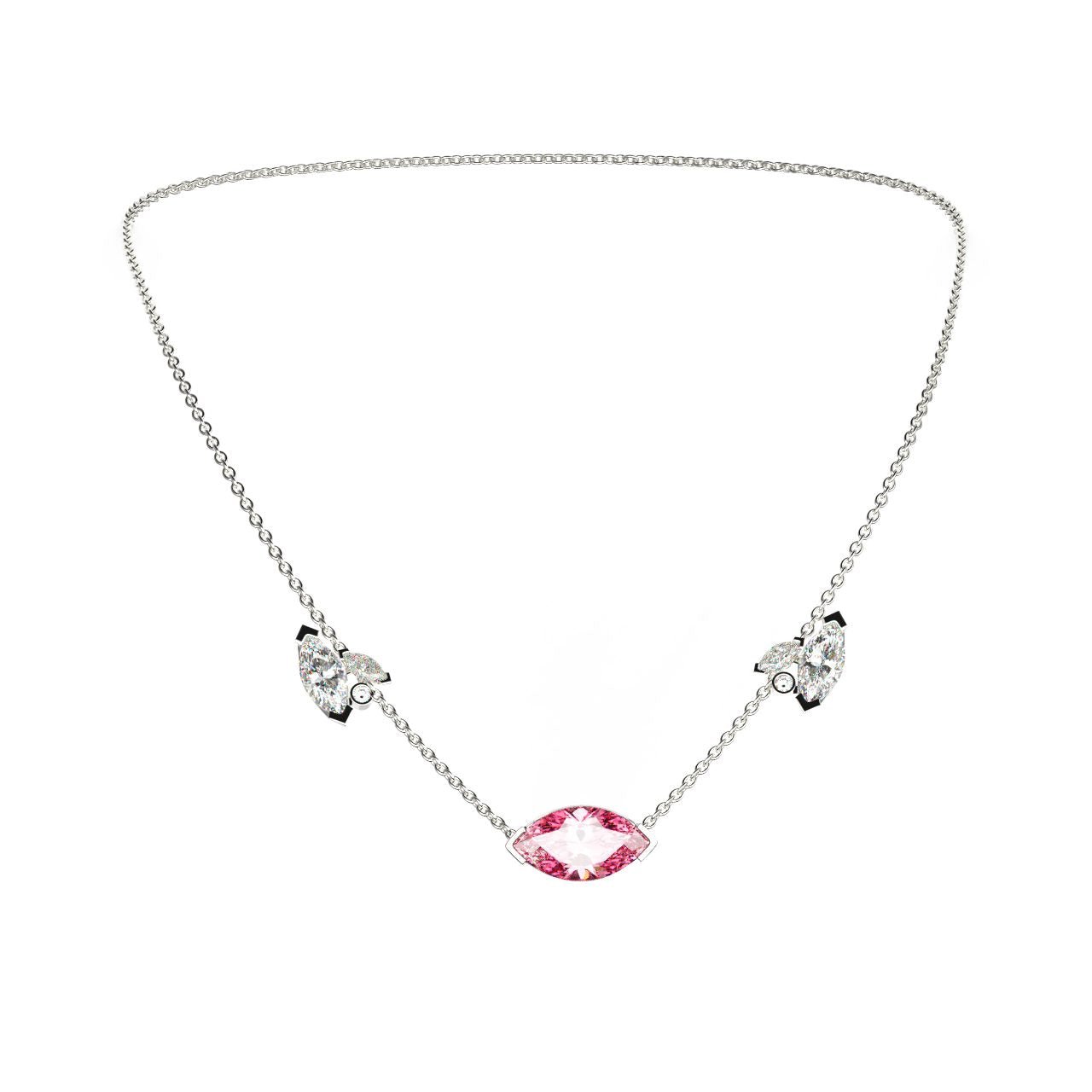 Collier Mme La Marquise Diamant Marquise Rose, Or 18 carats - Lauredi