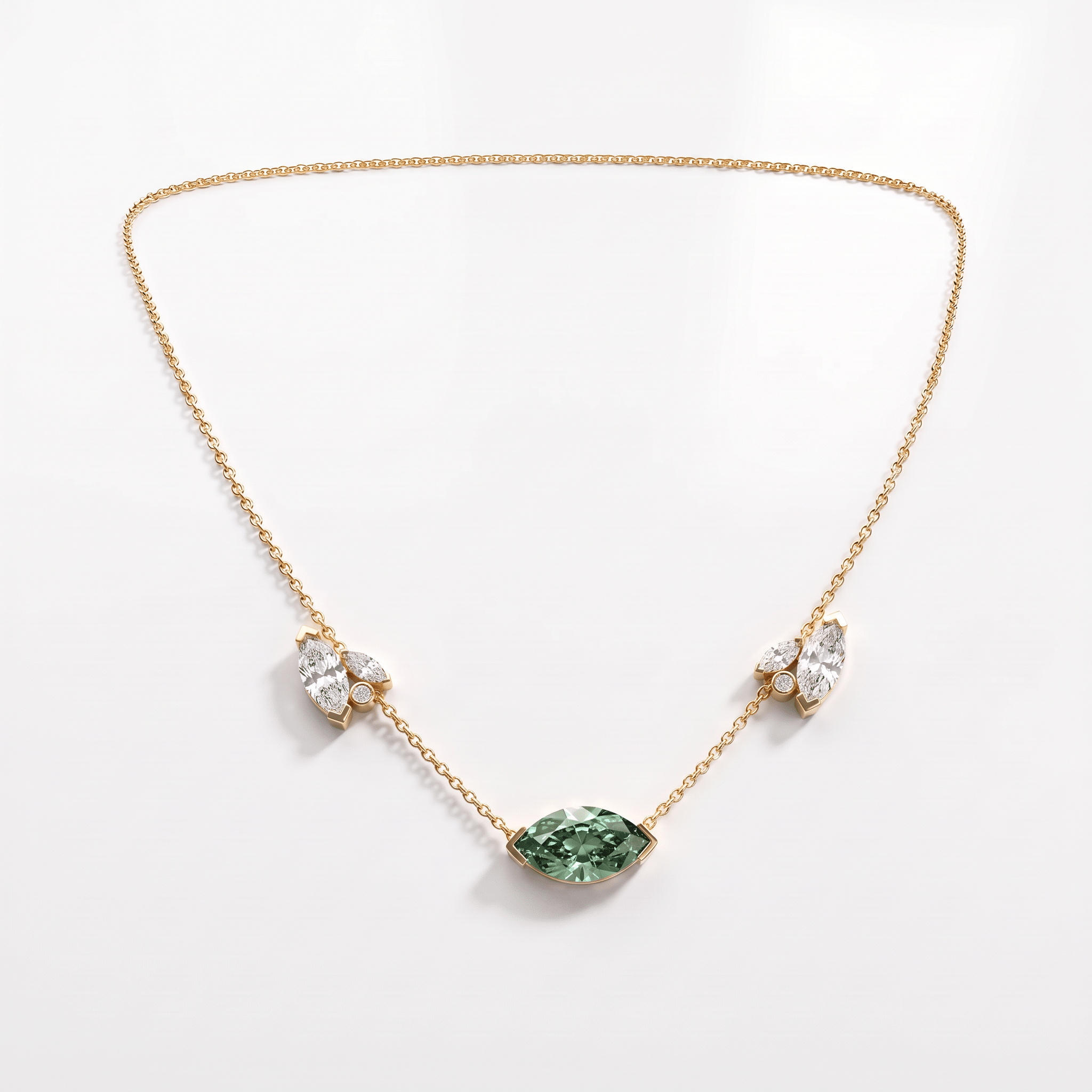 Collier Mme La Marquise Diamant Marquise Vert - Lauredi