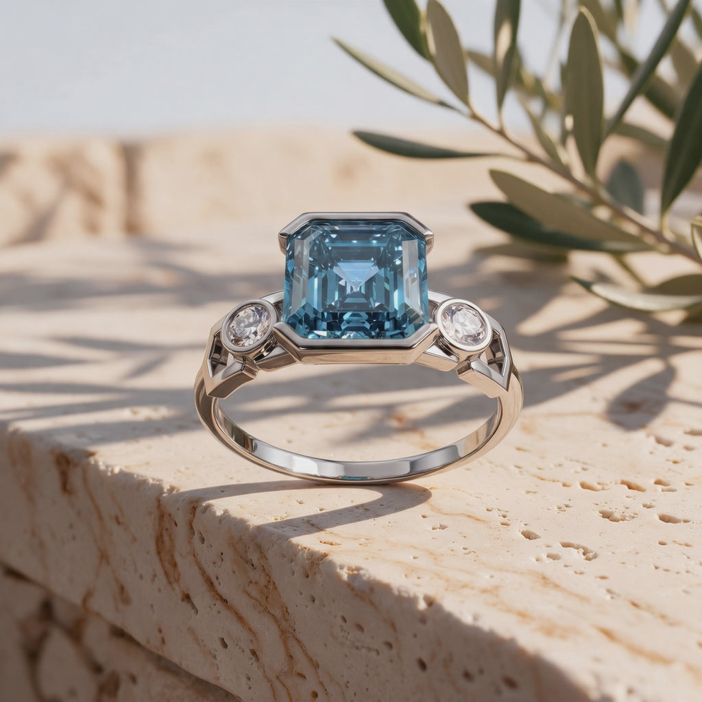 Vidéo bague Faubourg 1925 diamant Asscher bleu sur pierre et olivier - Lauredi