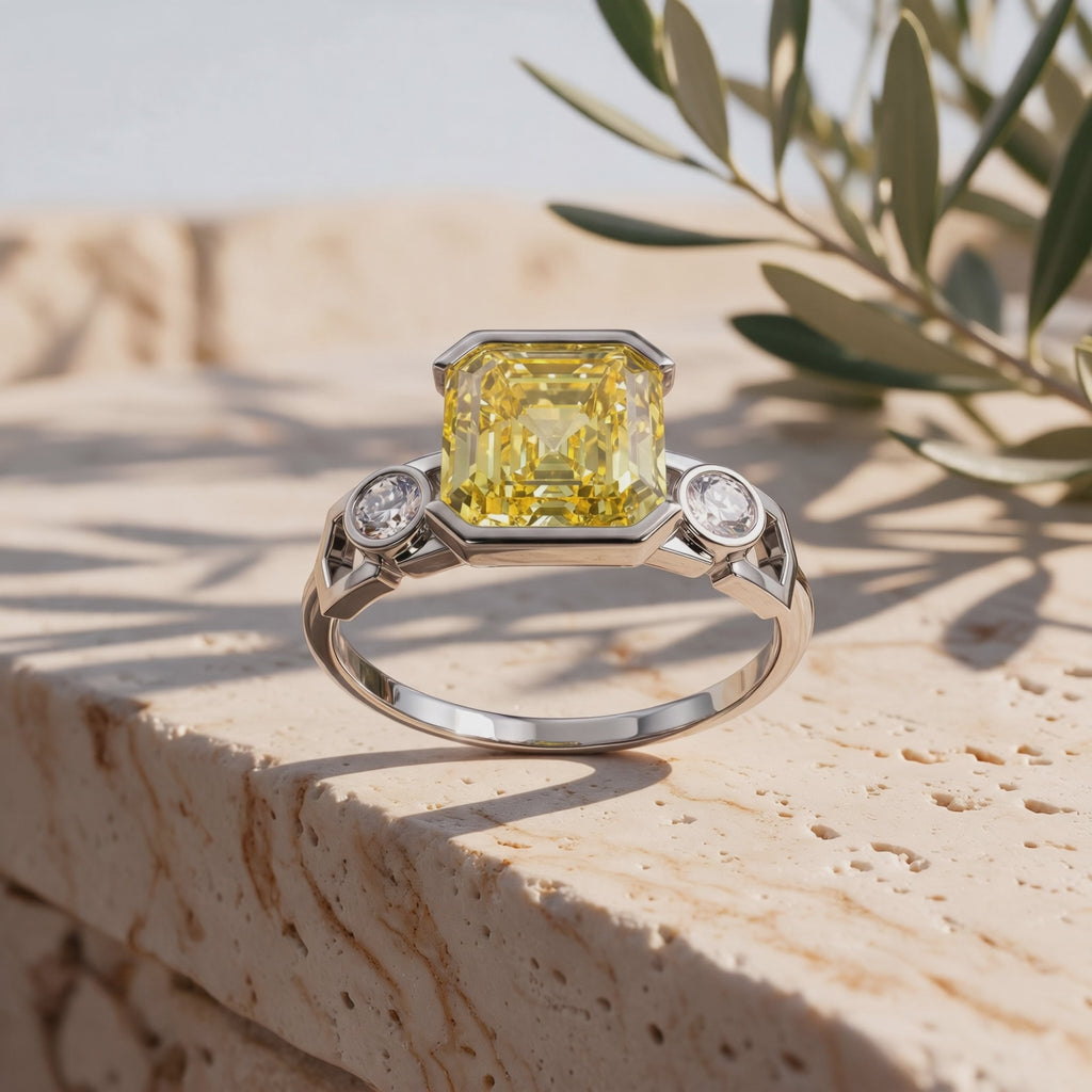 Vidéo bague Faubourg 1925 diamant Asscher jaune sur pierre et olivier - Lauredi