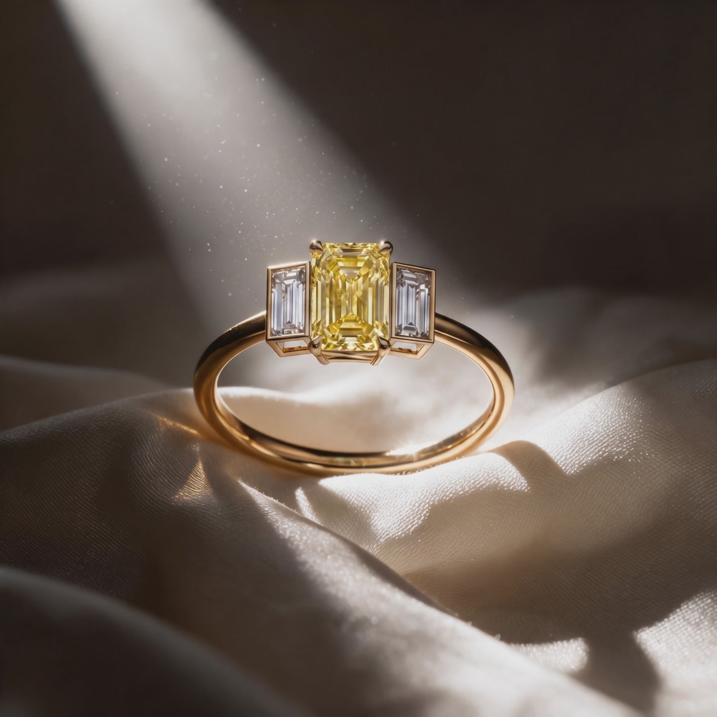 Vidéo bague Christine diamant jaune sur satin - Lauredi