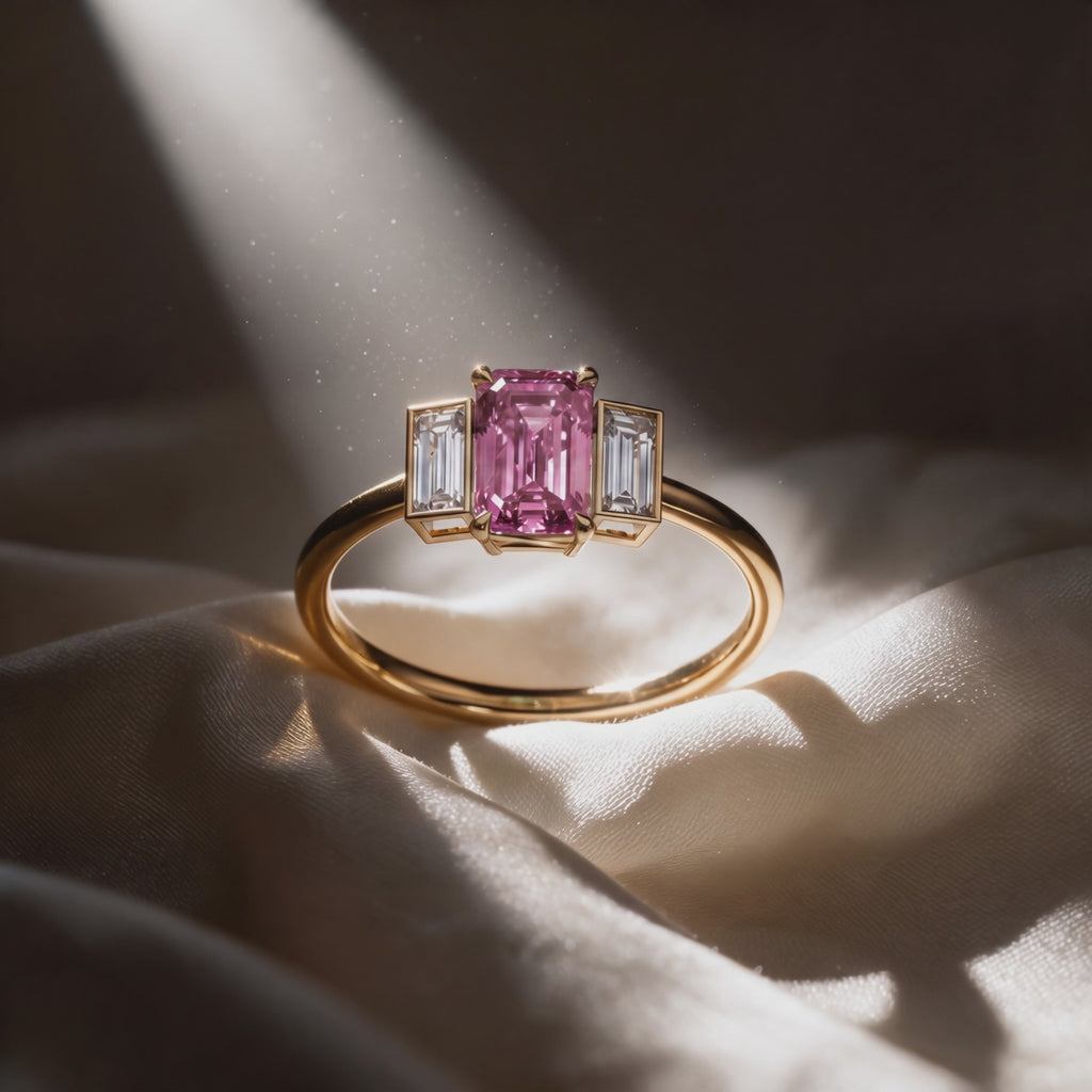 Vidéo bague Christine diamant rose sur satin - Lauredi