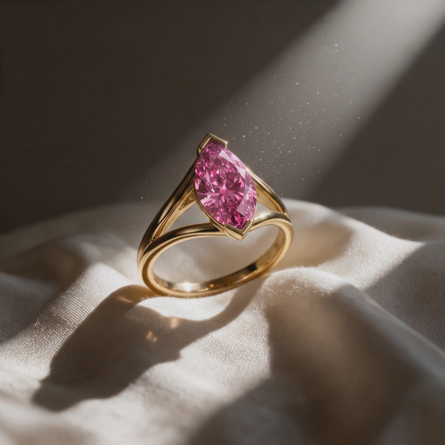 Vidéo solitaire Mme La Marquise diamant marquise rose sur satin - Lauredi