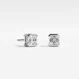 Pendientes de botón Faubourg 1925 en oro reciclado de 18 quilates con diamante de laboratorio talla Asscher blanco – Lauredi