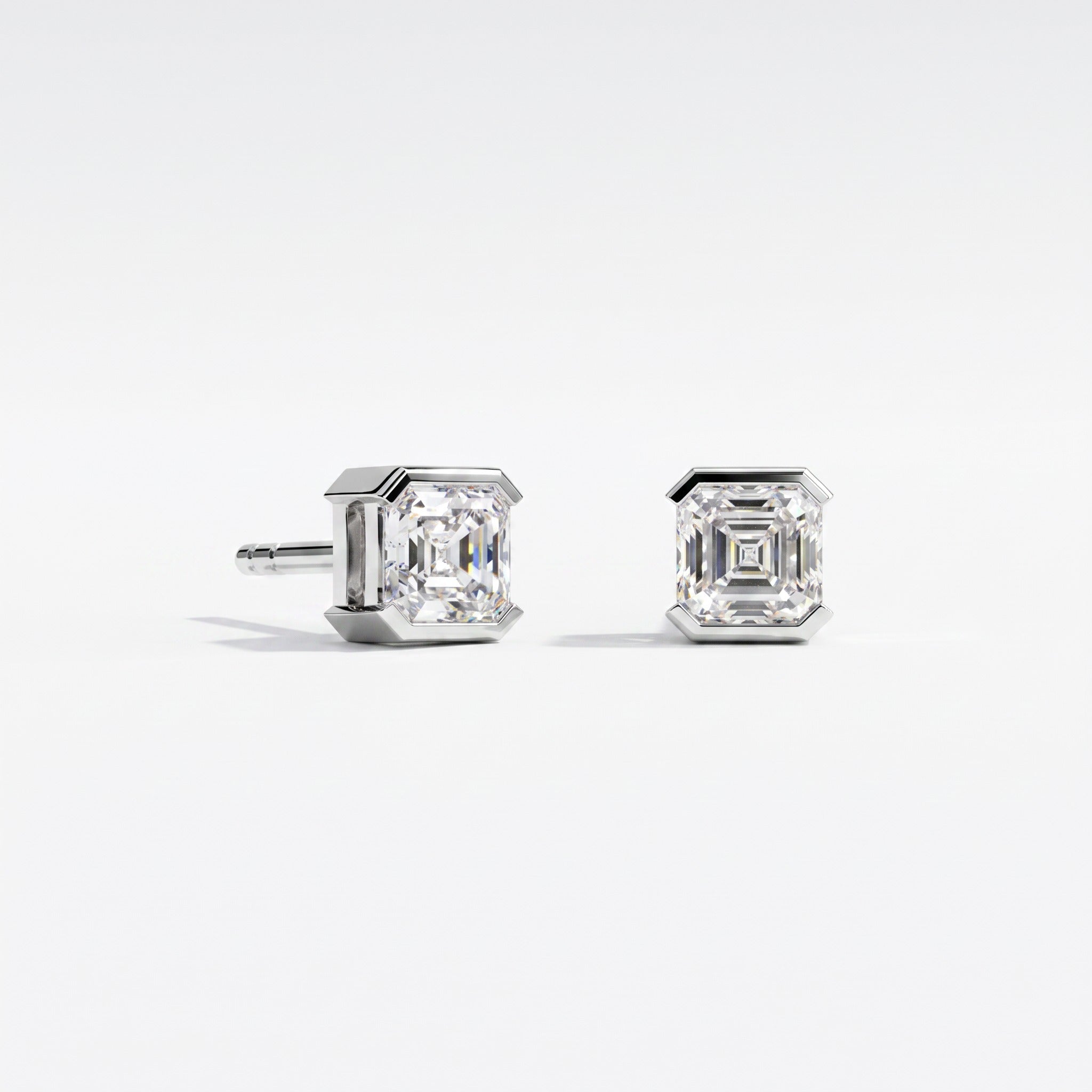 Faubourg 1925 stud earrings in recycled 18k gold with white Asscher-cut lab-grown diamond – Lauredi